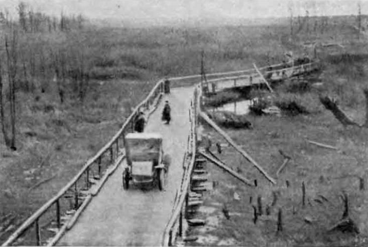 Bisbee Daily Review #OTD Sep 24 1915  The long stretches of marsh and swamp land in the vicinity of Pinsk, which has just fallen into the hands of the Teutonic forces, was no hindrance in the pursuit of the retreating Russians. With the systematic order and ingenuity shown by the Germans, their engineering division took up the task of constructing the bridges over which their infantry, cavalry and artillery were moved with all dispatch in pursuit of the fleeing Muscovites. The photo gives an idea of the great difficulties the Germans are now experiencing in the Russian campaign. The bridge shown in the photo is several miles long and was constructed in thirty-six hours. https://chroniclingamerica.loc.gov/lccn/sn84024827/1915-09-24/ed-1/seq-1/