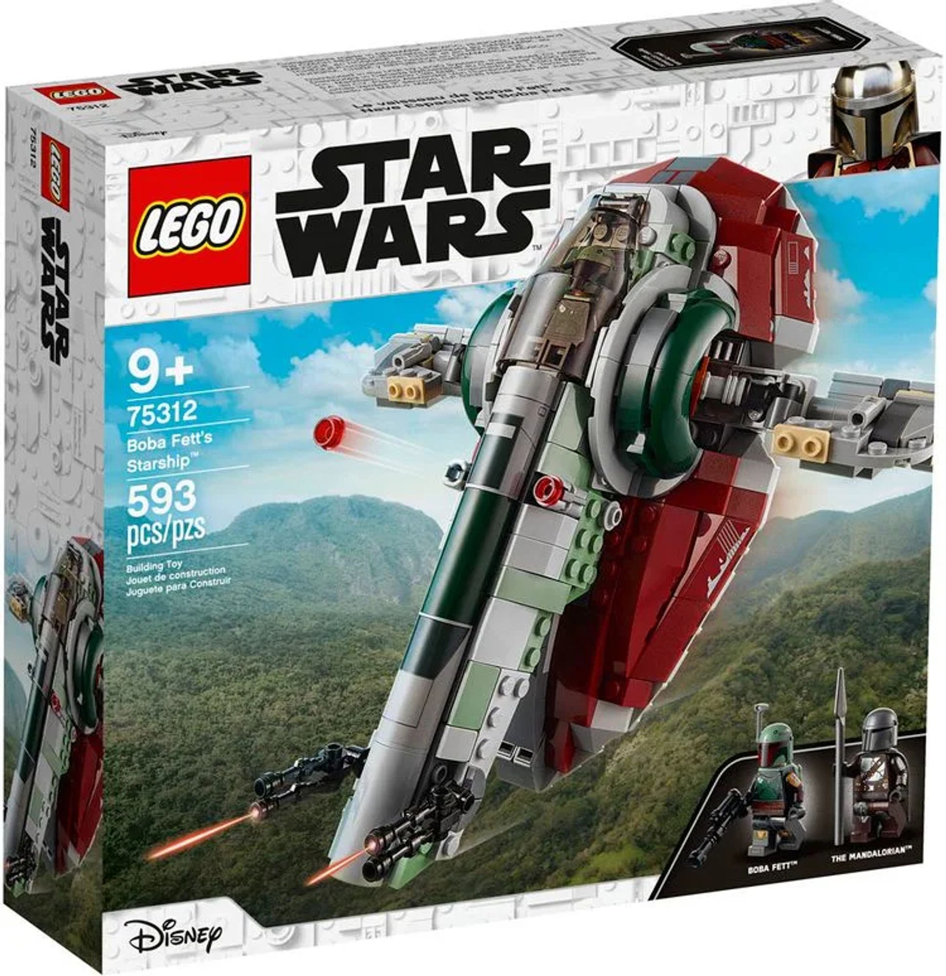 A picture of a toy in a box called "Boba Fett's Starship"