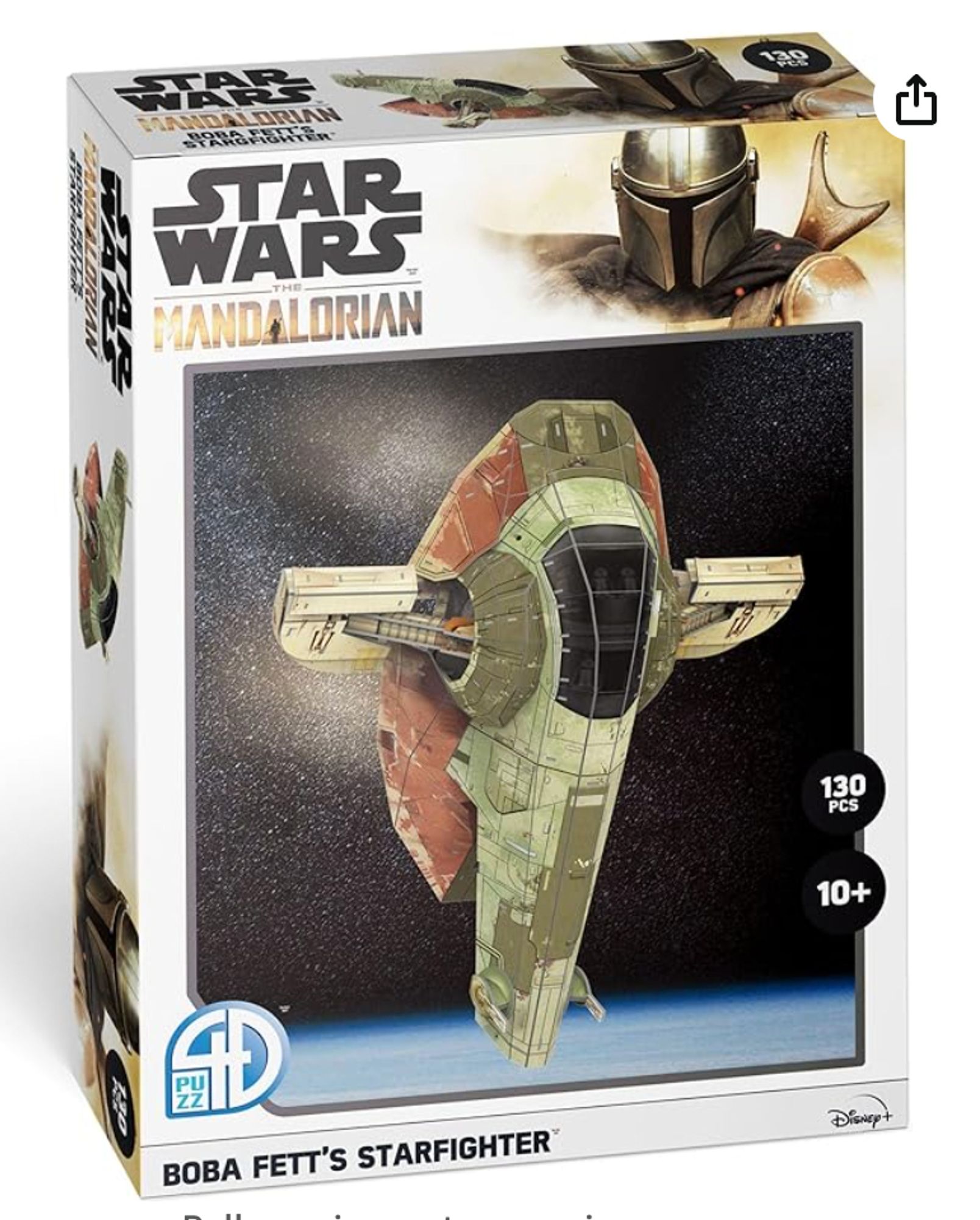 A picture of a toy in a box called "Boba Fett's Starfighter"