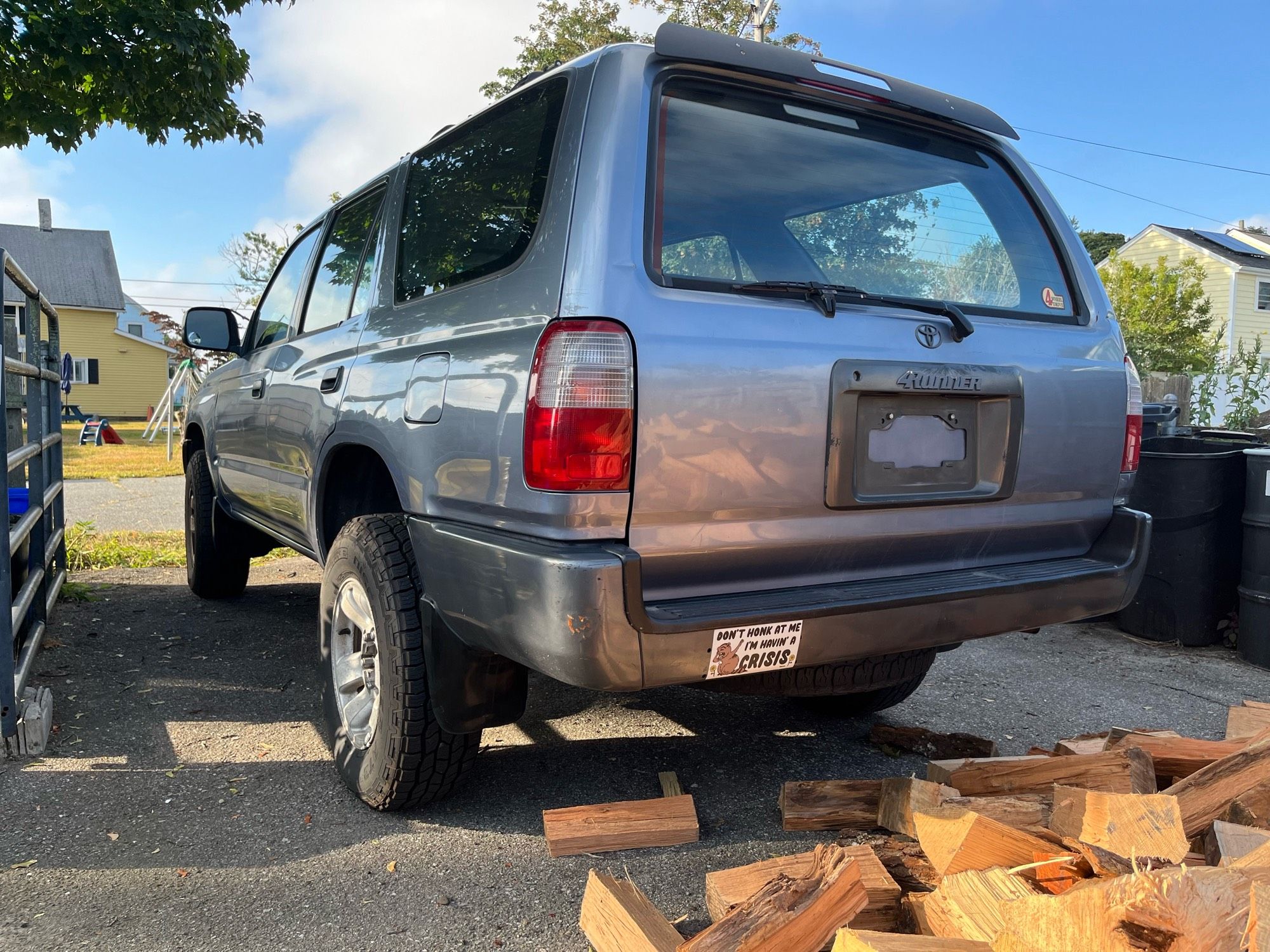 Linus the 4Runner, with a snazzy “Don’t Honk At Me I’m Having a CRISIS” bumper sticker