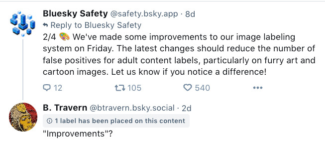 Bluesky safety algorithm labeling ASCII stick-figure art as "adult content"