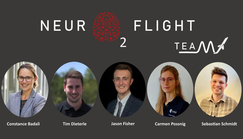 The NeurO2flight team with both Lörrach students: Sebastian Schmidt and Tim Dieterle - Copyright © NeurO2flight / ESA