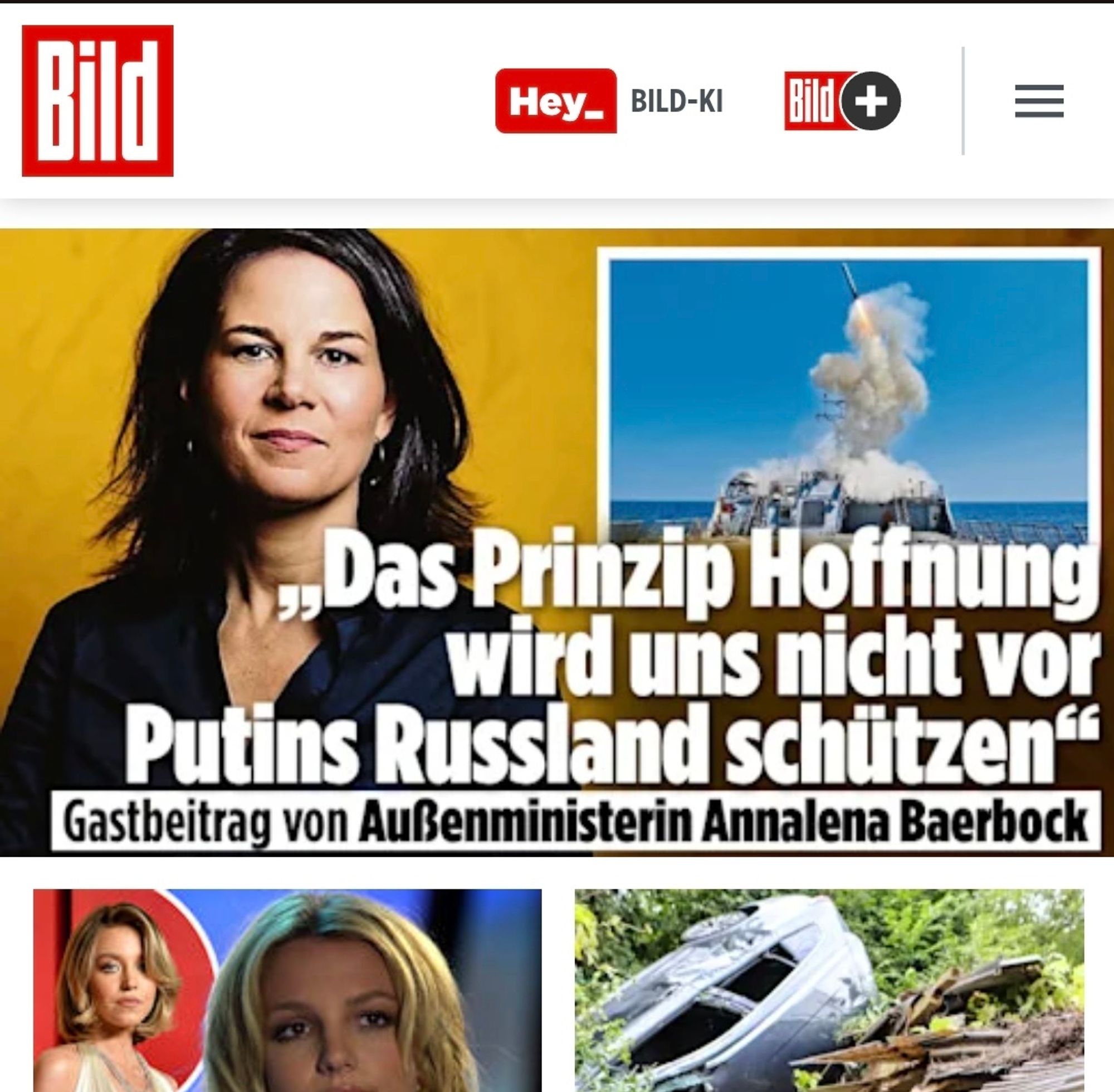 Screenshot der Headline eines Gastbeitrags von Frau Baerbock in der BILD.