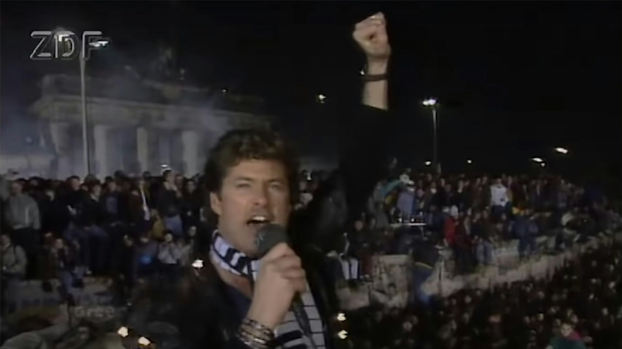 David Hasselhoff an der Berliner Mauer