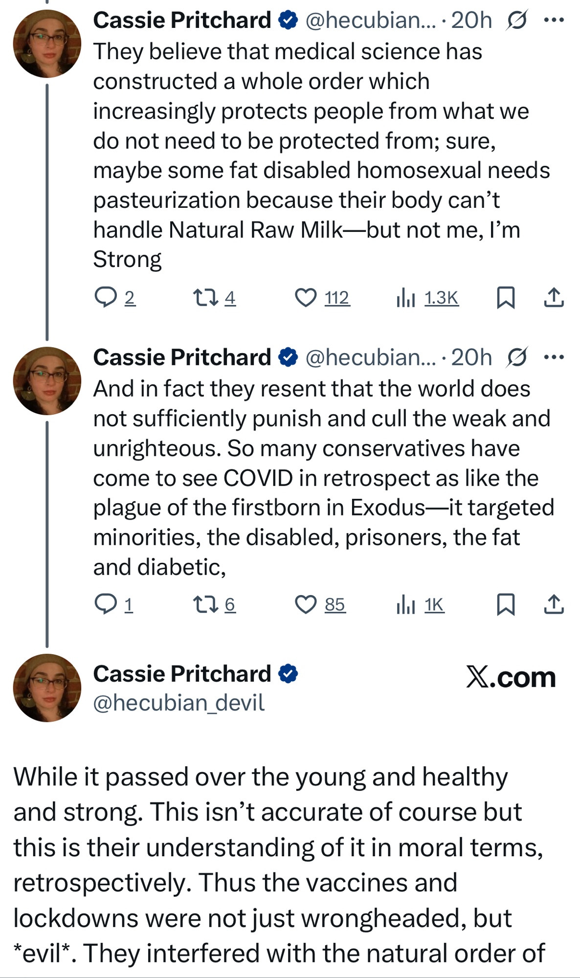 They believe that medical science has constructed a whole order which increasingly protects people from what we do not need to be protected from; sure, maybe some fat disabled homosexual needs pasteurization because their body can't handle Natural Raw Milk-but not me, I'm Strong
174