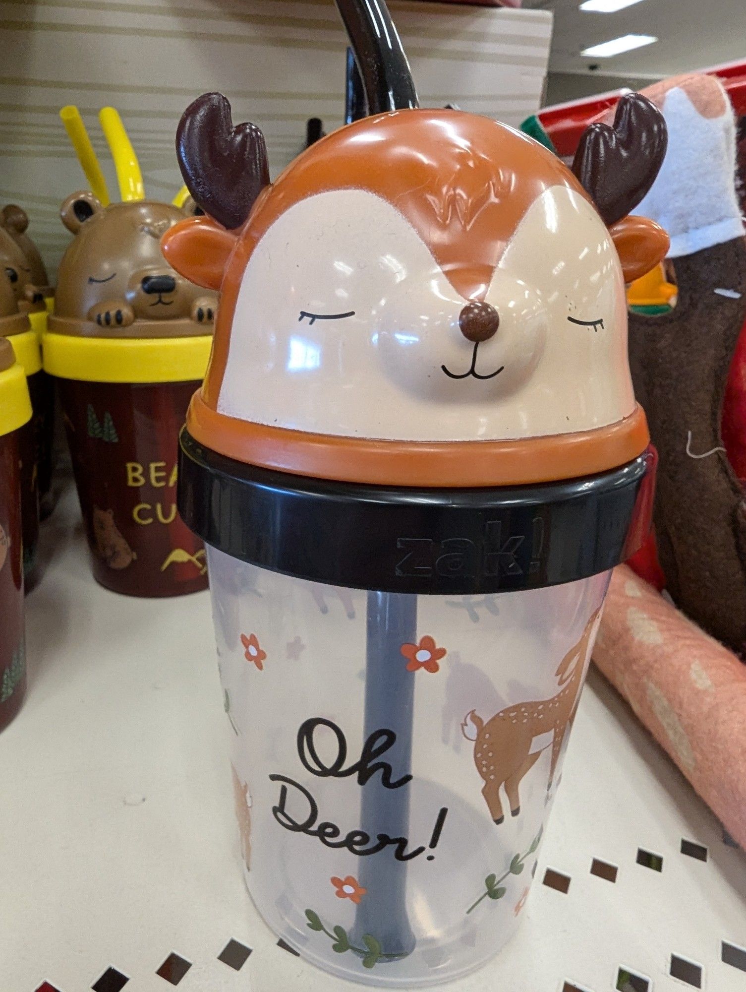 psst, it's actually a silly kids' sippy cup with a deer head that says "Oh Deer!"