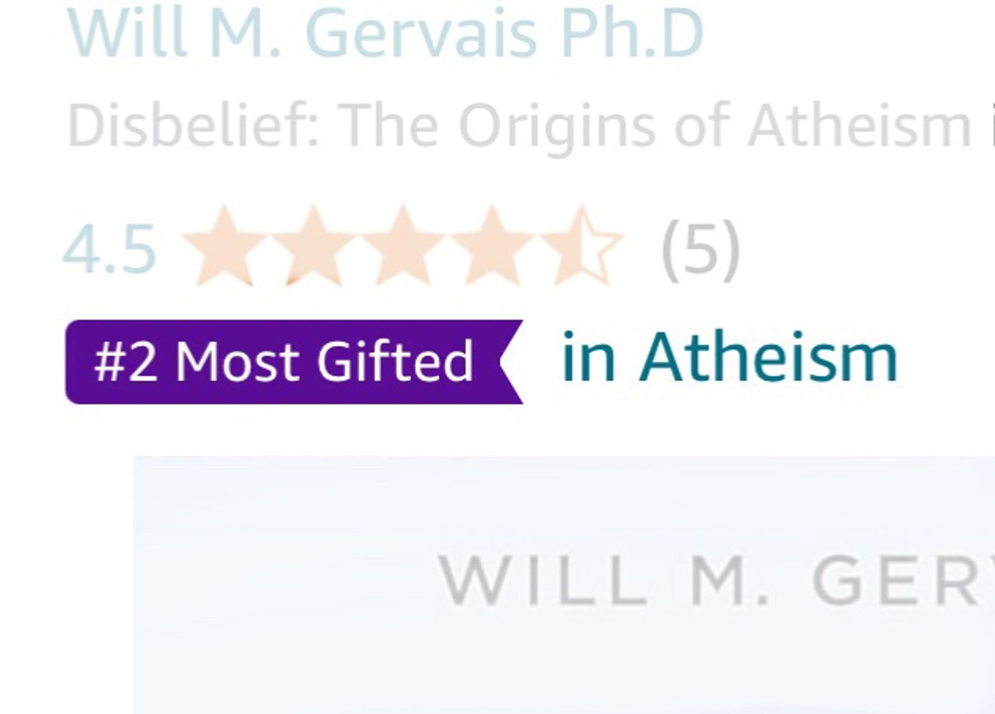 One of the silly Amazon bestseller banners saying “#2 MOST GIFTED IN ATHEISM”