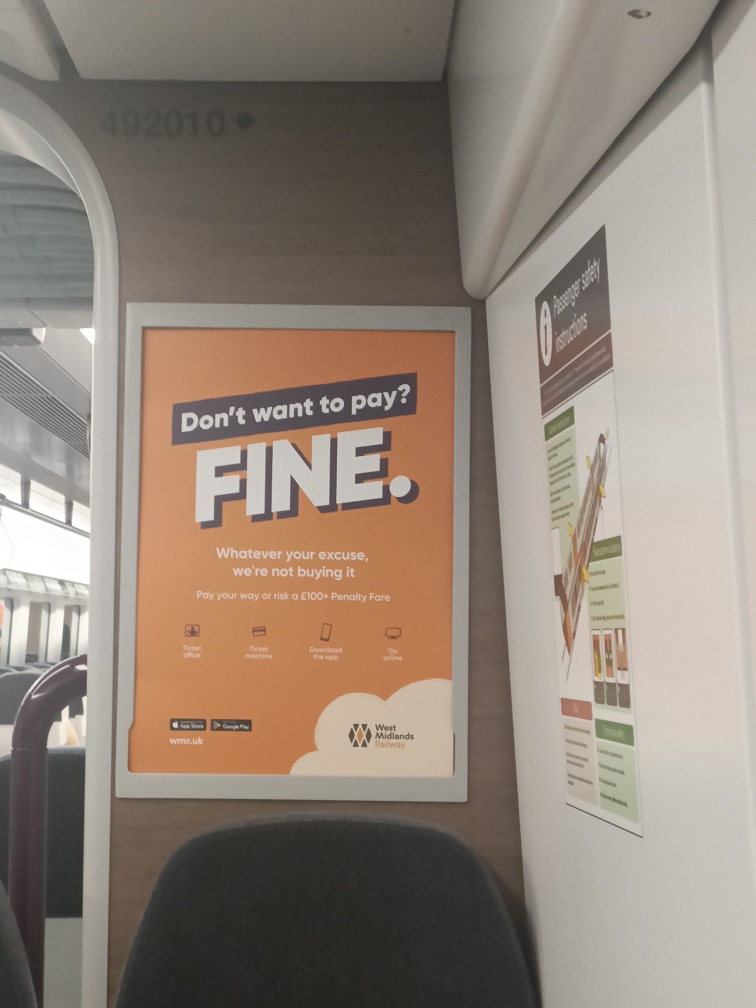 Poster about train fare avoidance. It says Don't want to pay. FINE.