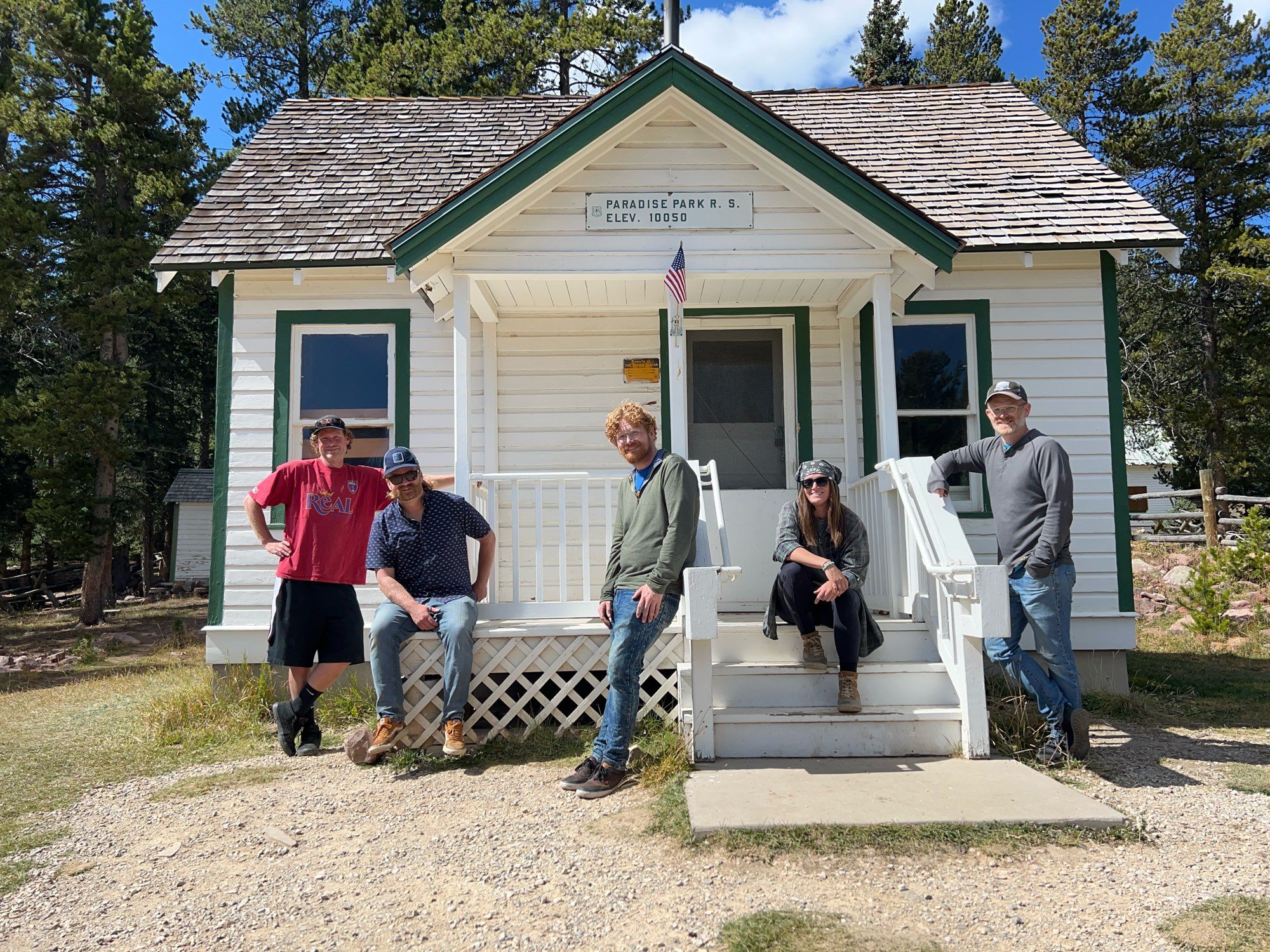 Me and my siblings in front of the guard station we stayed at.