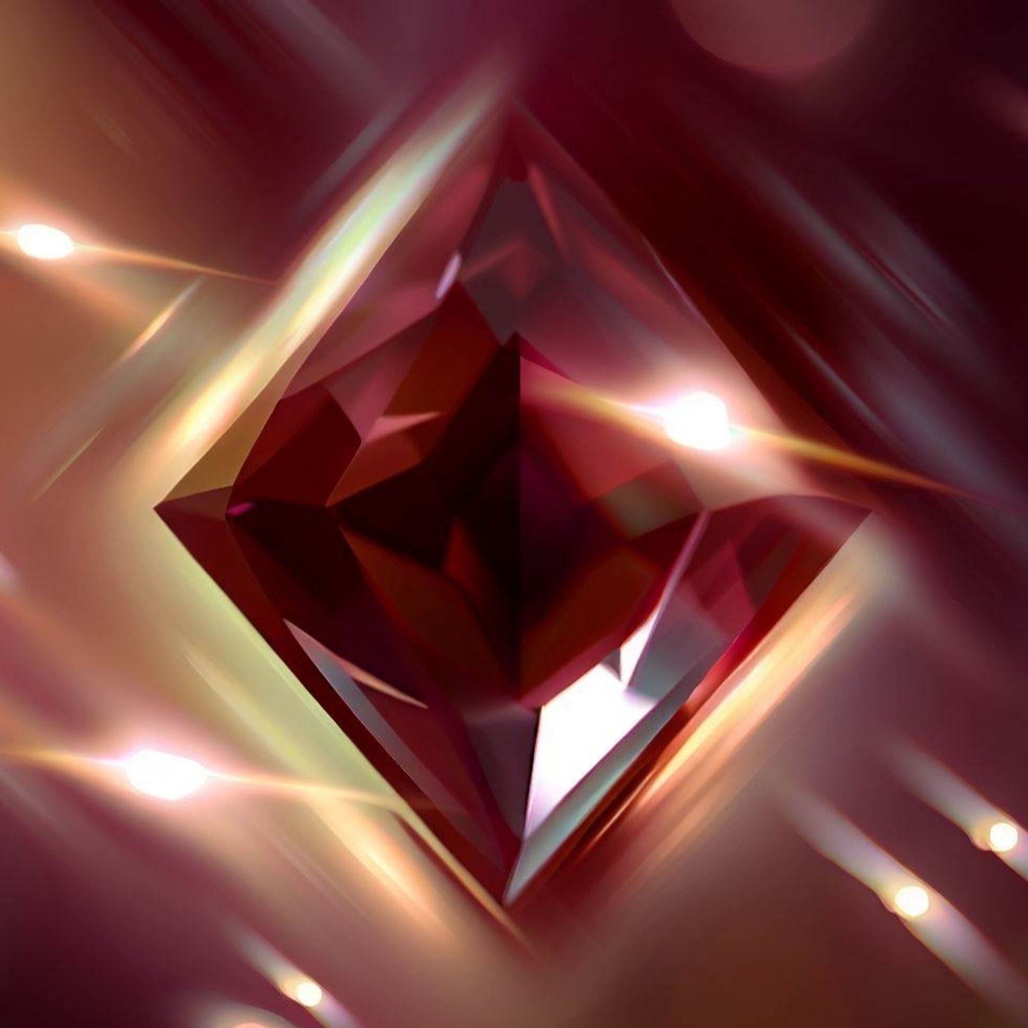 Wine-colored diamond stone emitting light.