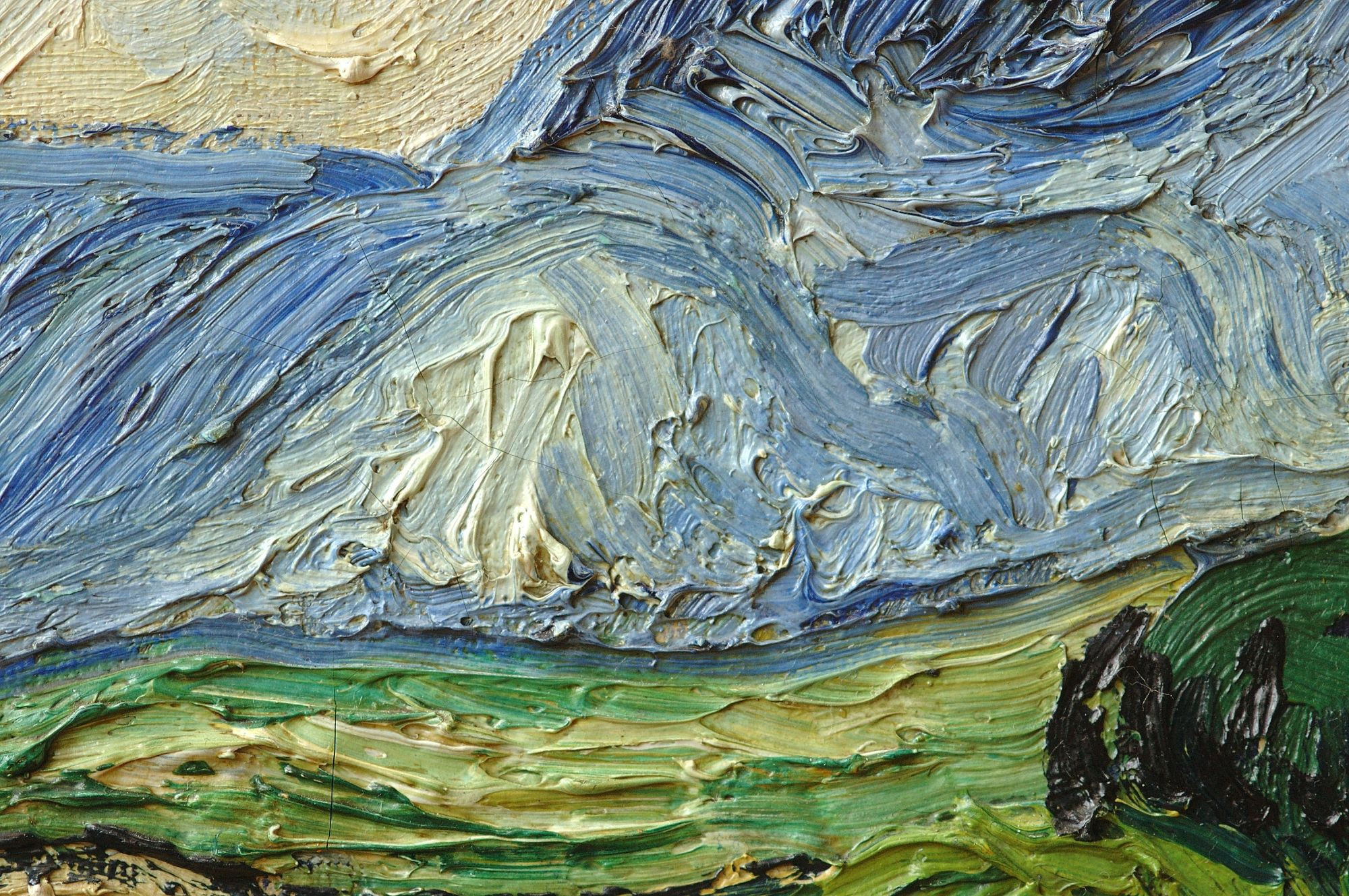 A detail of van Gogh's masterpiece, showing the thickness of the paint he used.