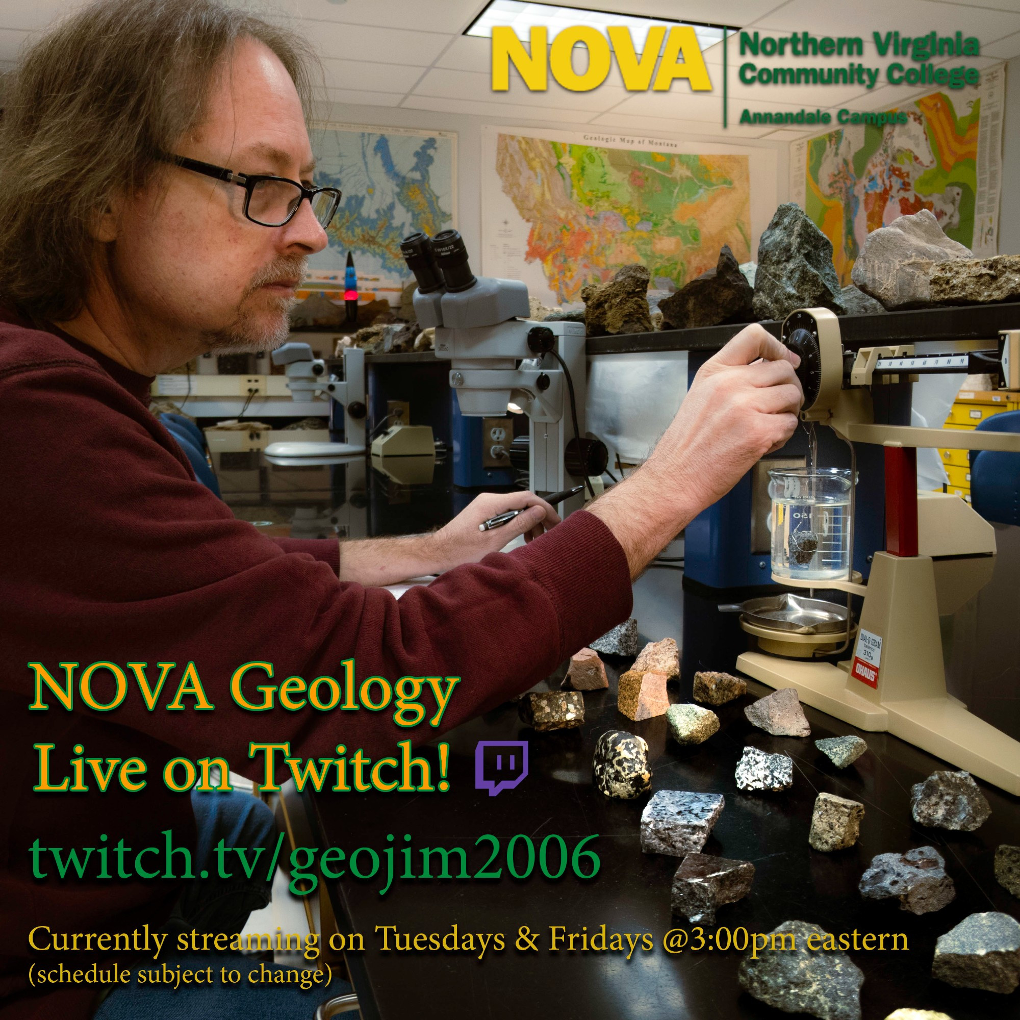 NOVA Geology
LIVE on Twitch
Tue & Fri ~3pm ET
(schedule subject to change)
twitch.tv/geojim2006