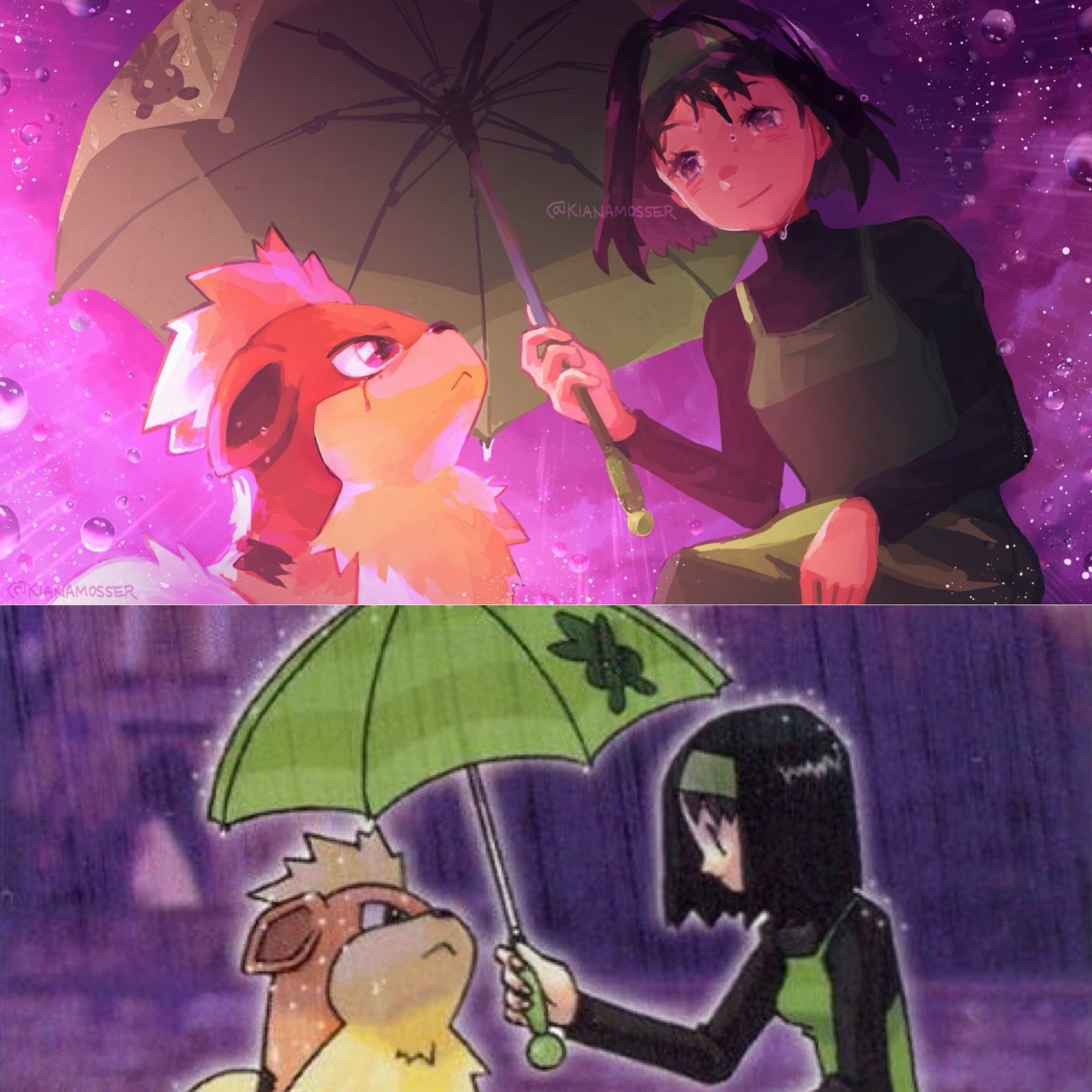 Comparison between Kiana Mosser’s redraw of Erika’s Kindness and Ken Sugimori’s original art.