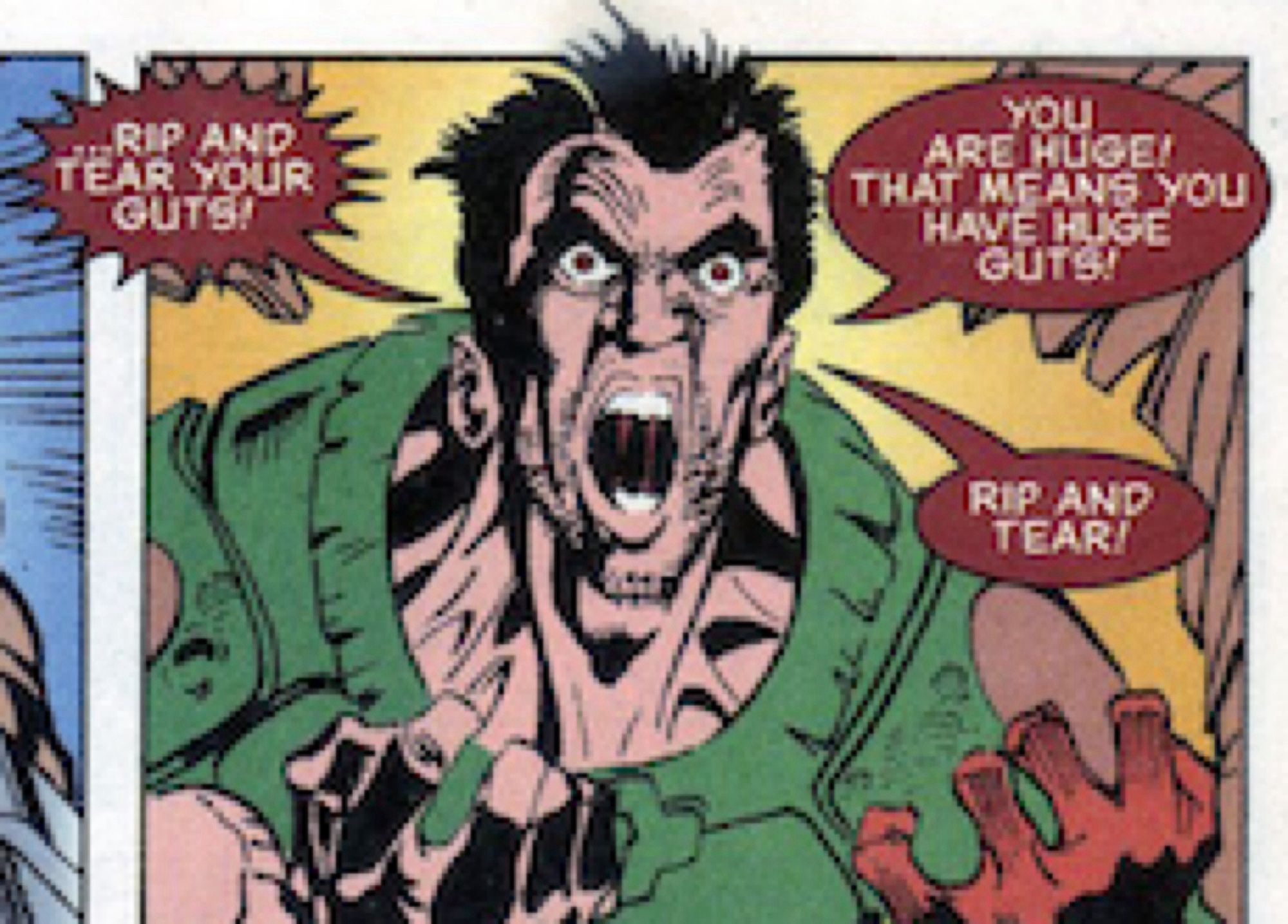 doomguy comic panel rip and tear your guts you are huge that means you have huge guts rip and tear