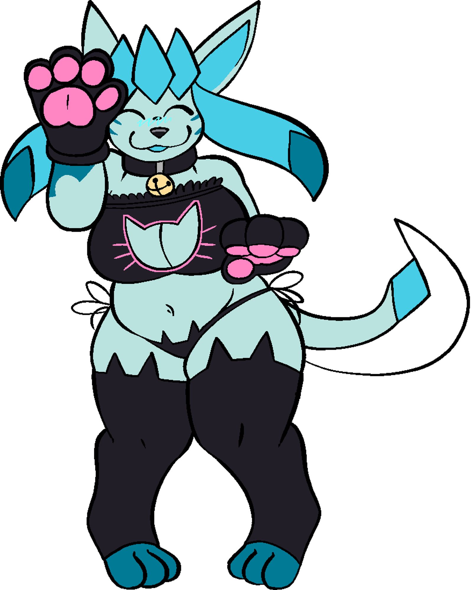 chubby glaceon in that kitty lingerie meme