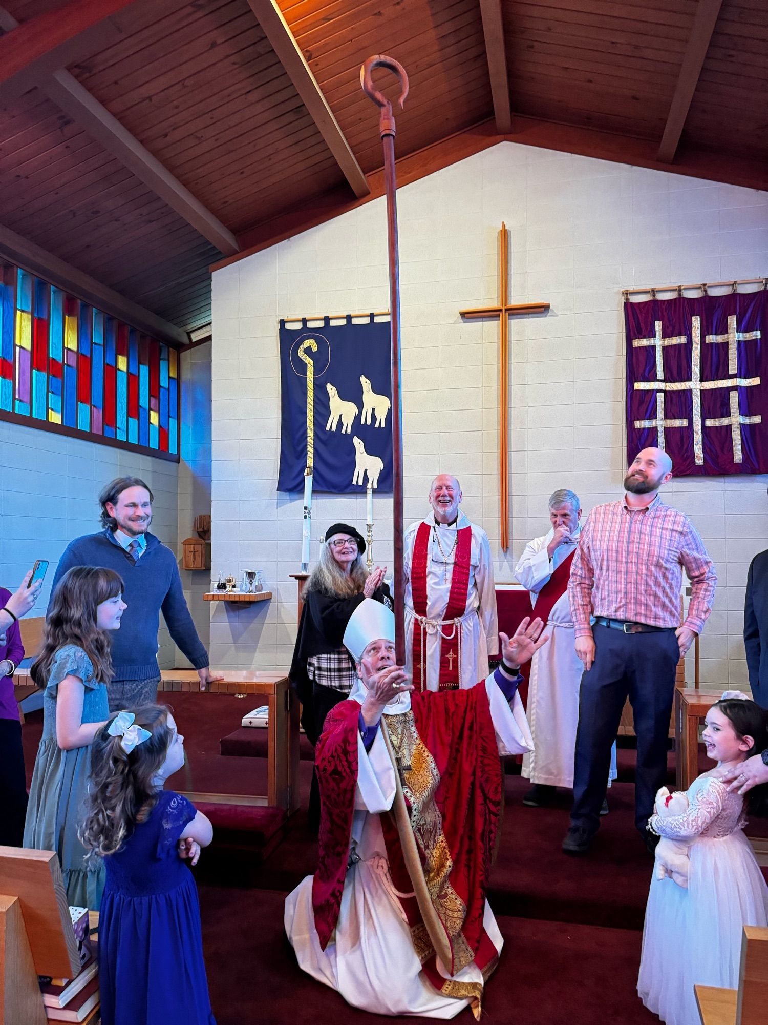 With kids and parents who we baptized on Palm Sunday at Good Shepherd in Swainsboro, GA.