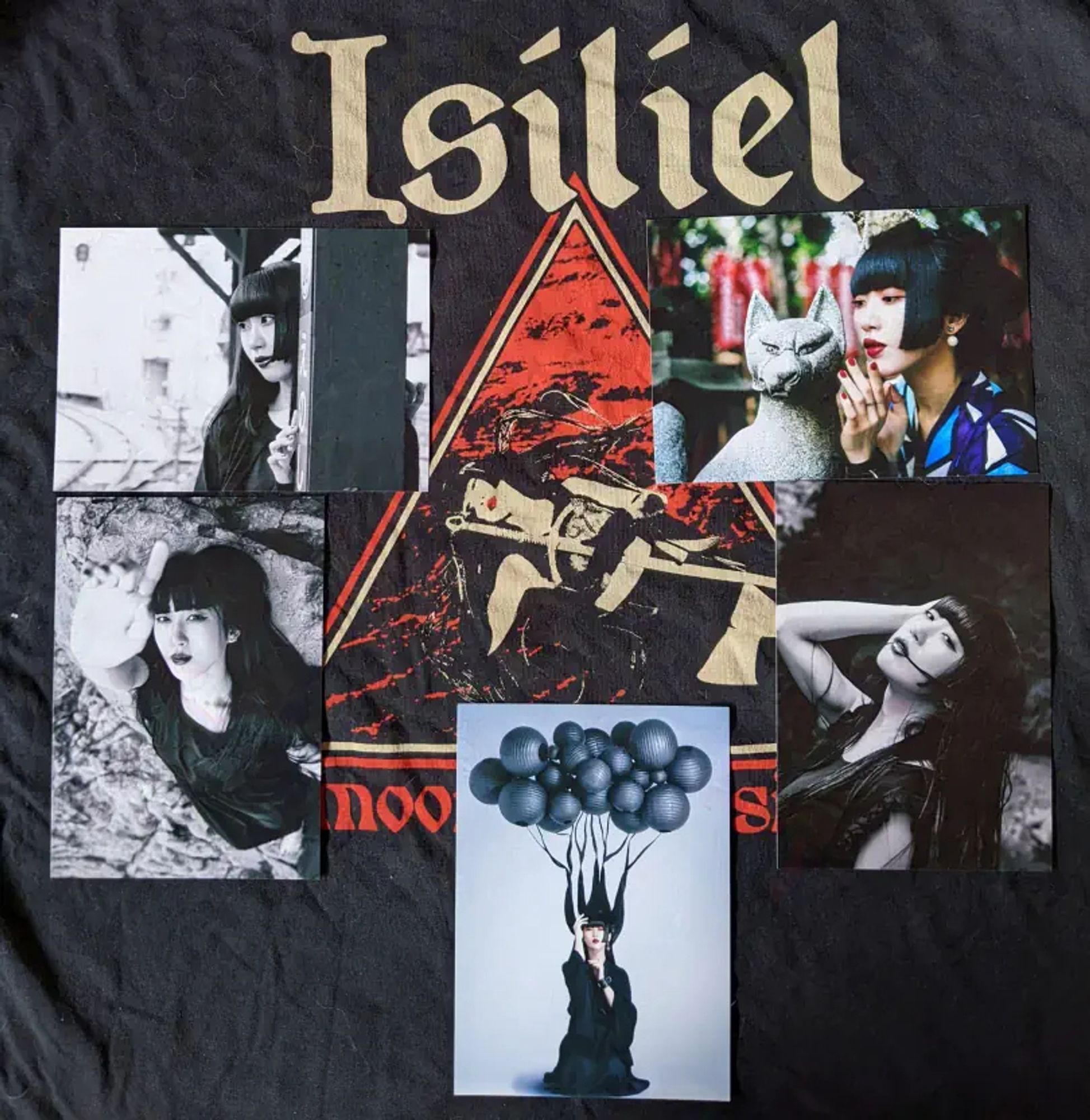 5 Himari art prints displayed on an Isiliel T-shirt.