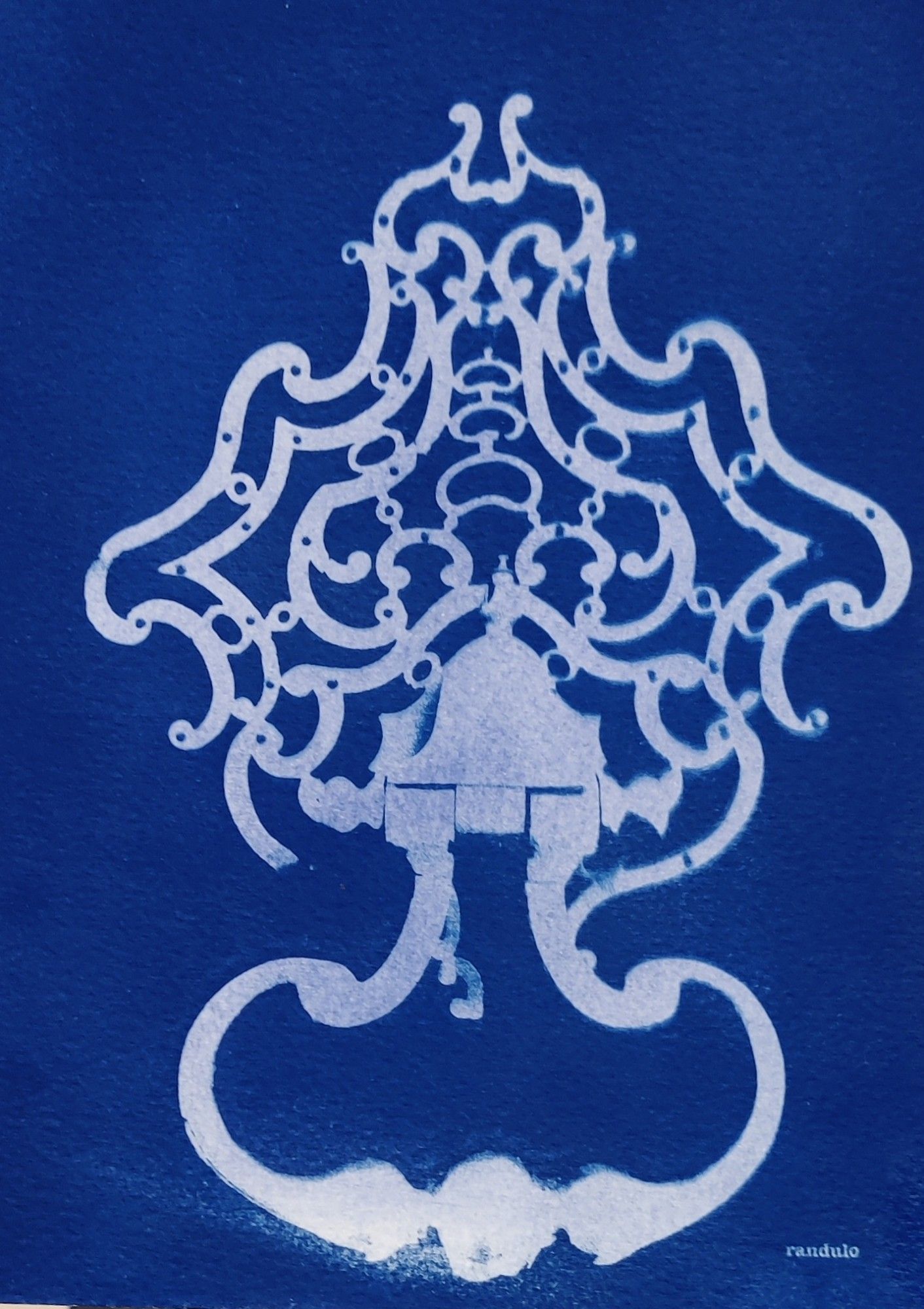 Cyanotype of a large door knocker