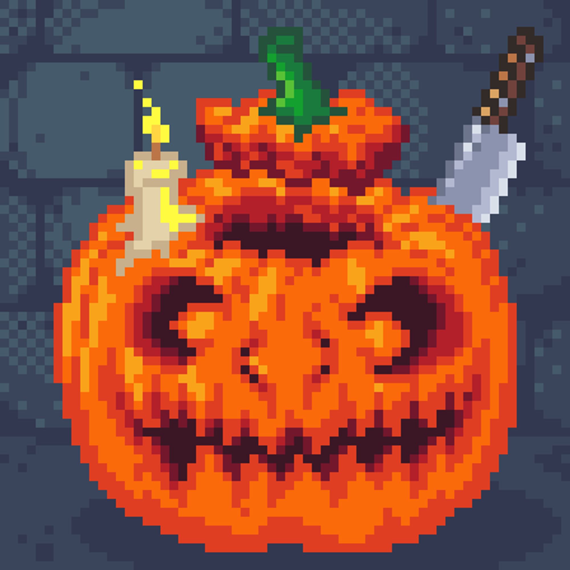 Halloween pumpkin with candle and knife