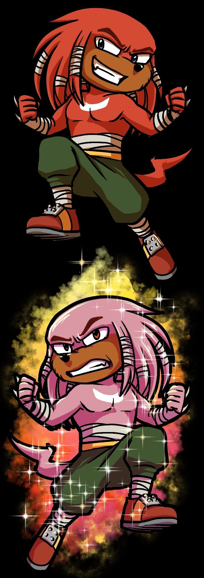 chibis of knuckles the echidna and hyper knuckles