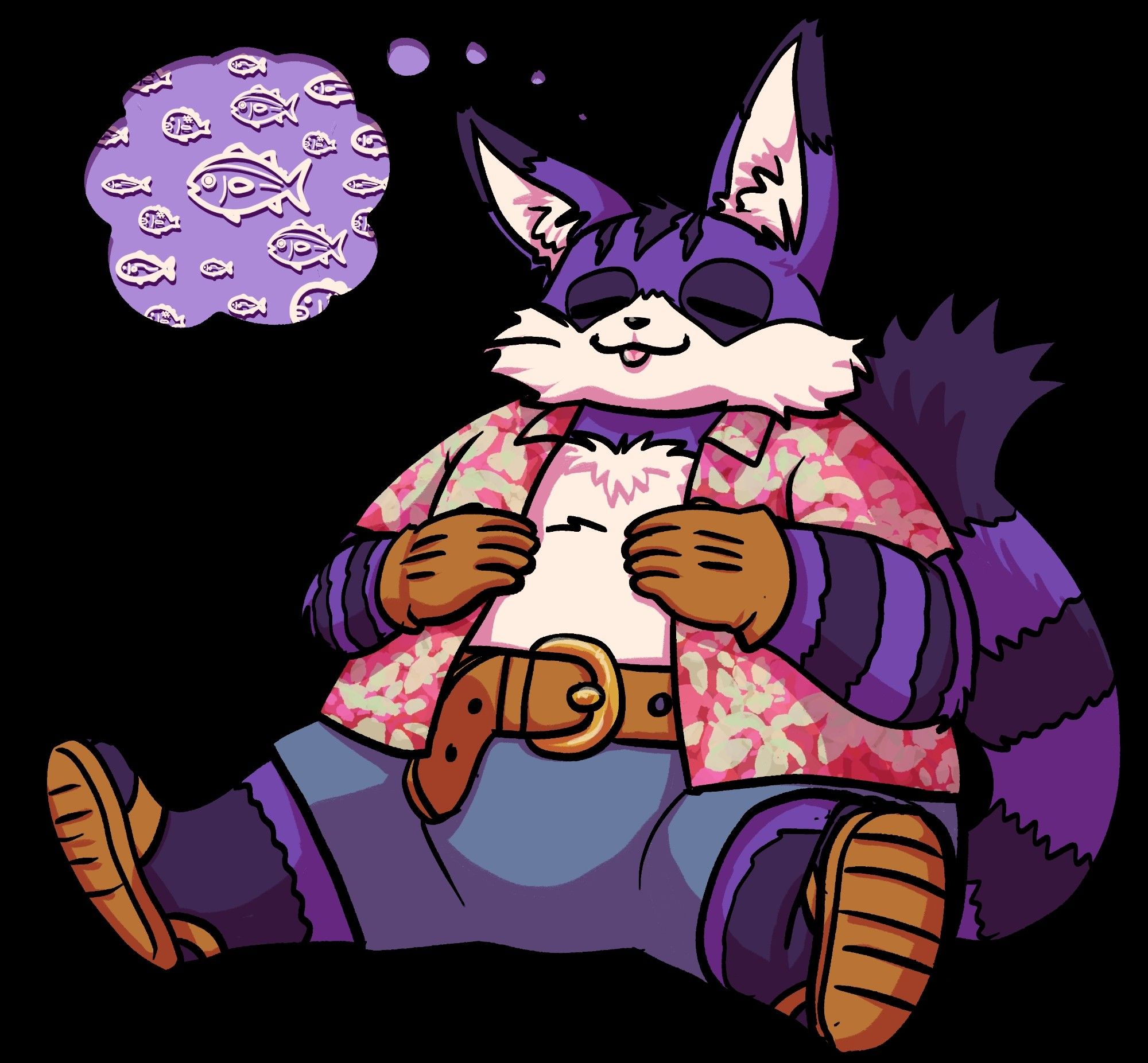 chibi of big the cat dreaming of fish