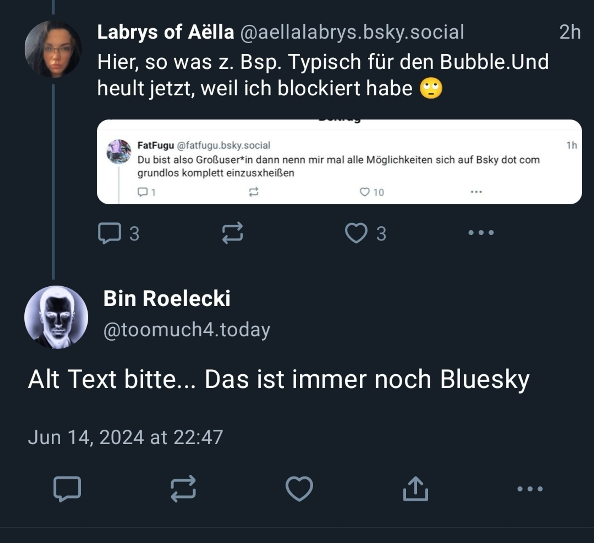 User Bin Roelecki:

Alt Text bitte … das ist immer noch Bluesky