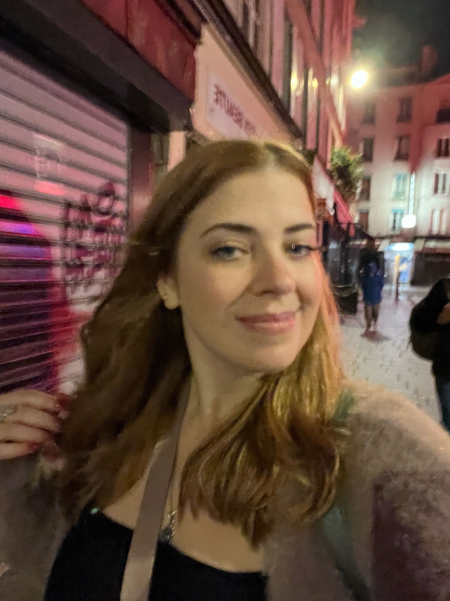 Hot woman on a Paris street at 5 in the morning