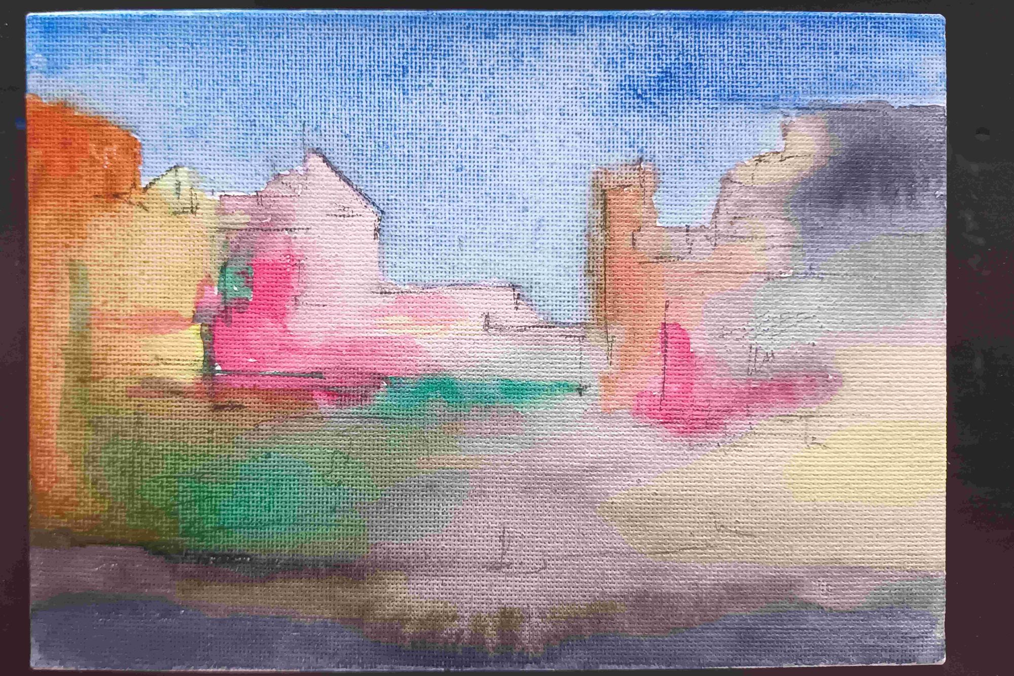 Watercolour on canvas - some urban landscape