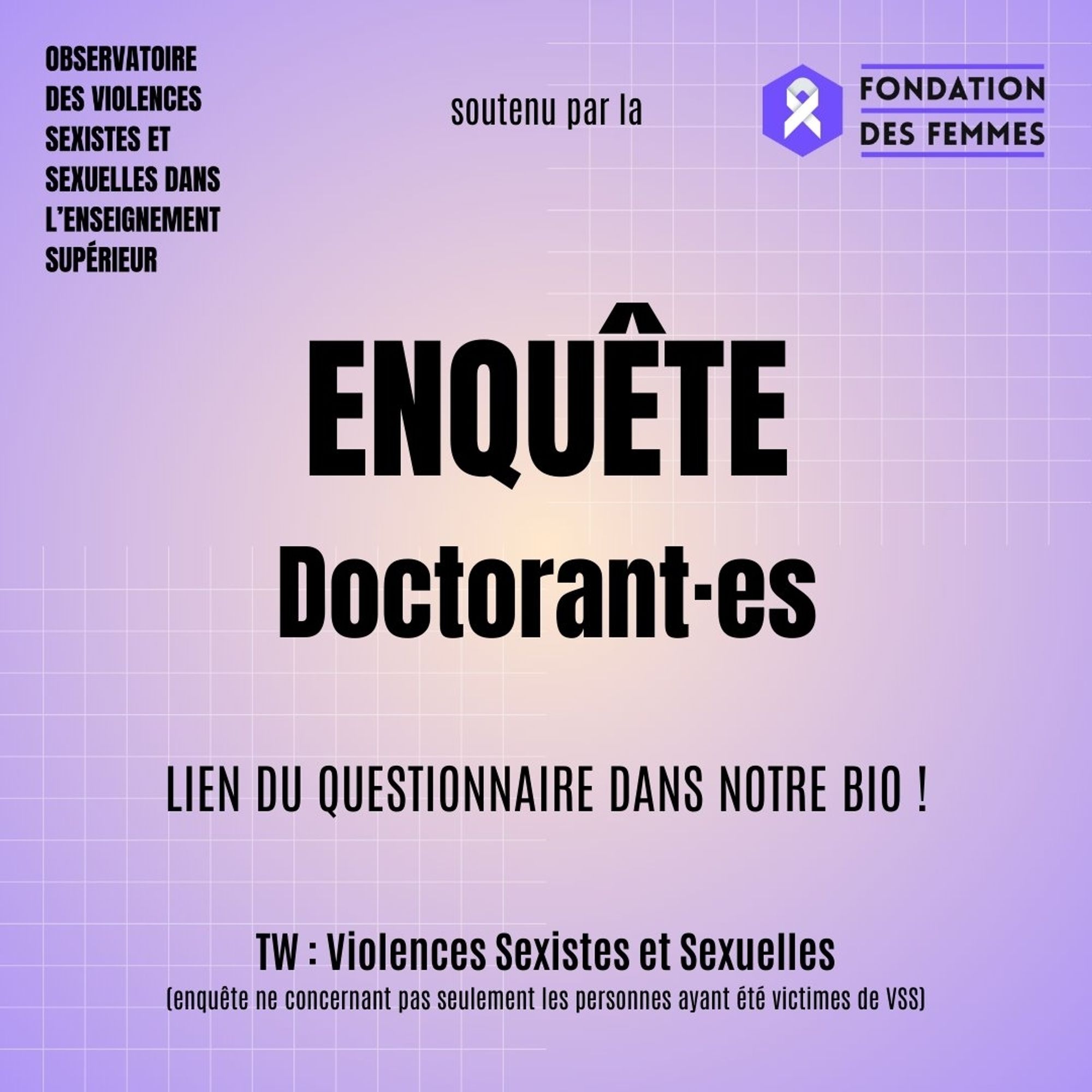 Annonce enquête VSS doctorant•es