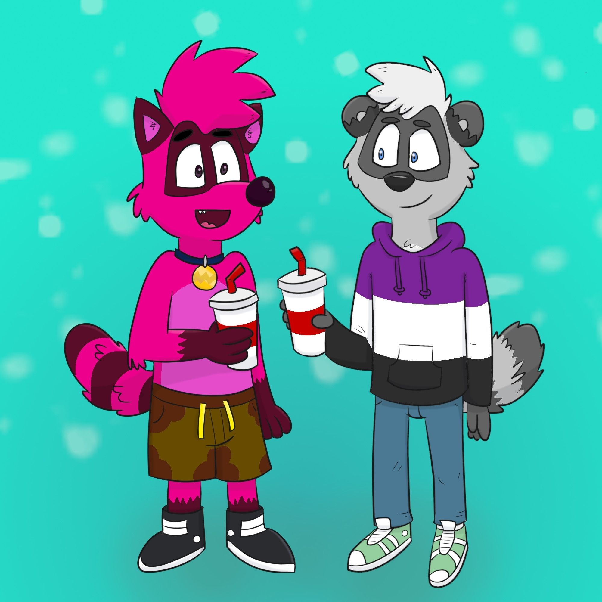 Thickshake Tanuki and TJ by @thatraccoonlad (February 2023)