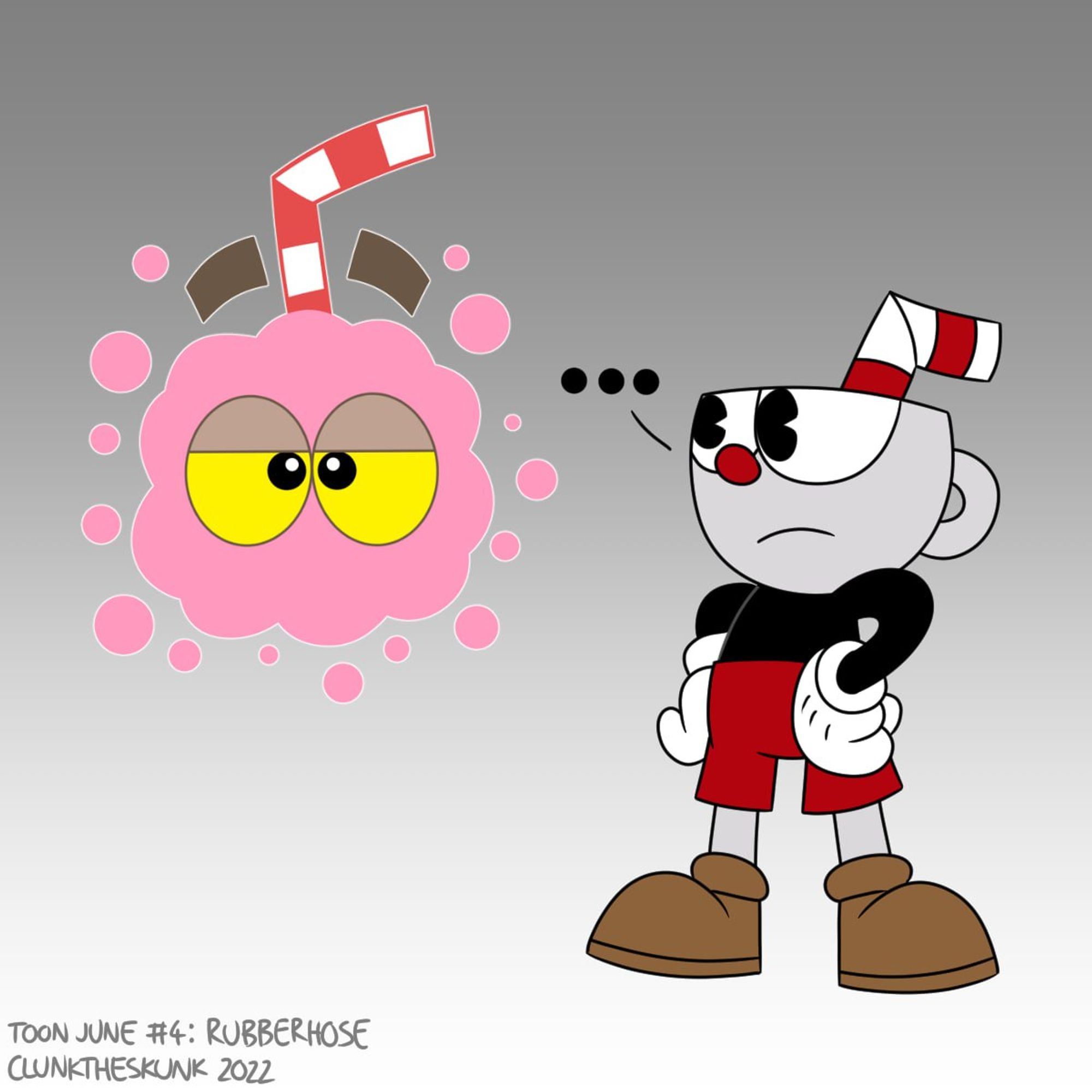 Cuphead just found something similar to his cup ...head; the "Toon Thickshake" logo of mine (a.k.a. T.H.I.C.K, which predated ToonThick)!