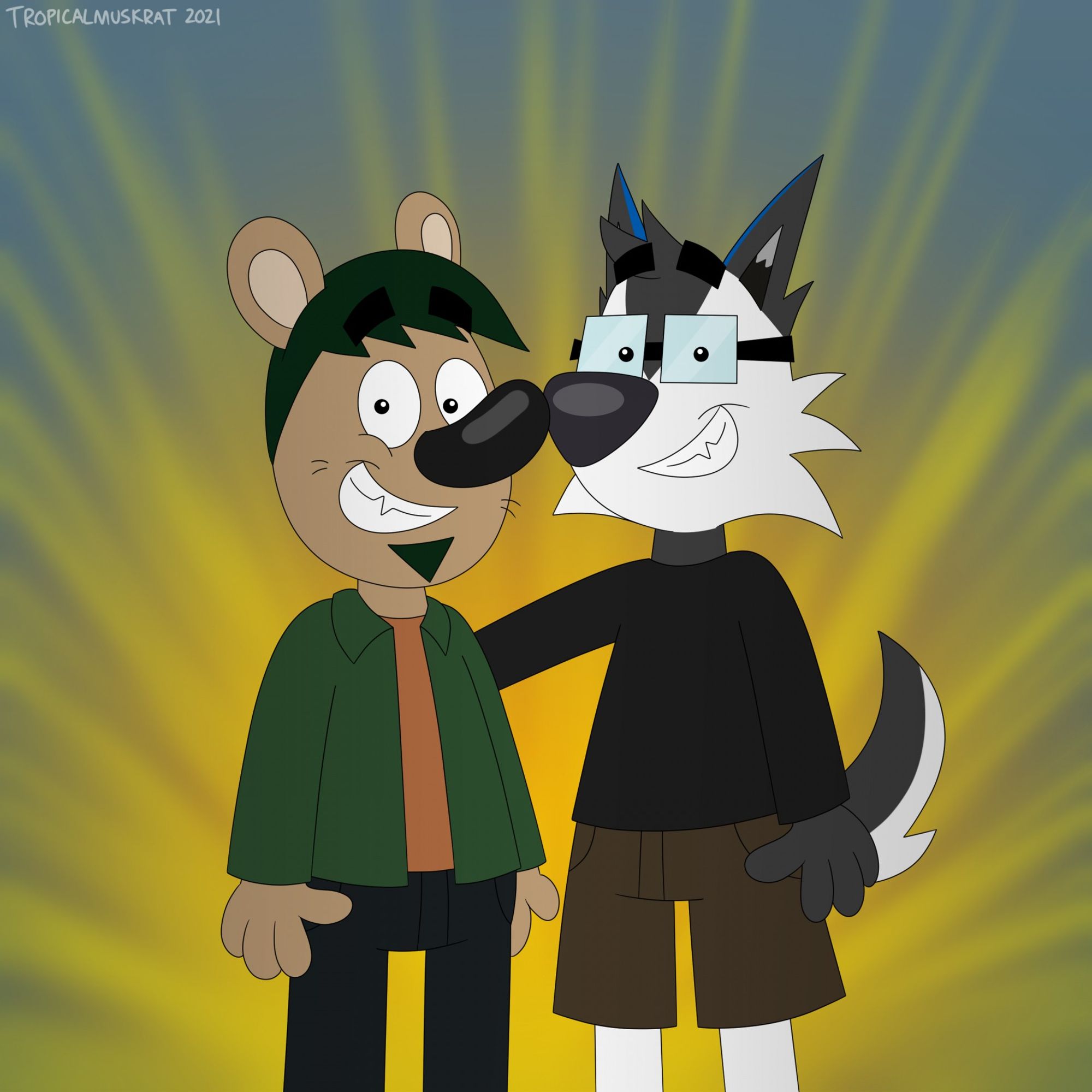 Chavapa and HuskyLeaf; my half of an art trade I did with Chavapa in February 2021.