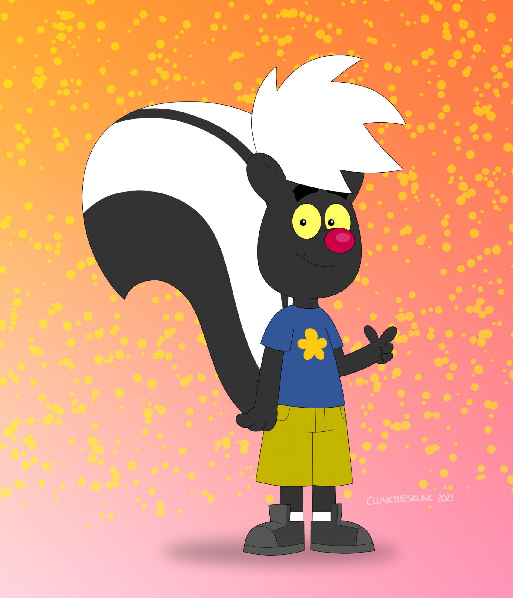 Clunk The Skunk (December 2021)

The first pic I posted on Twitter as ClunkTheSkunk; the same Twitter account that became "ToonThick" which was deleted at the end of July last year.