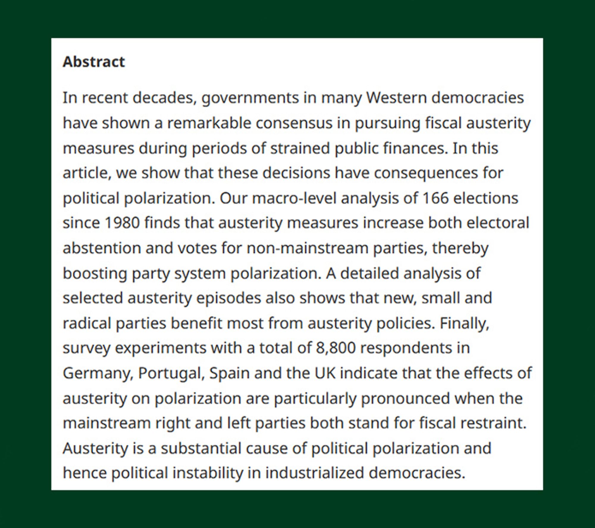 Does Austerity Cause Polarization? BJPolS abstract image