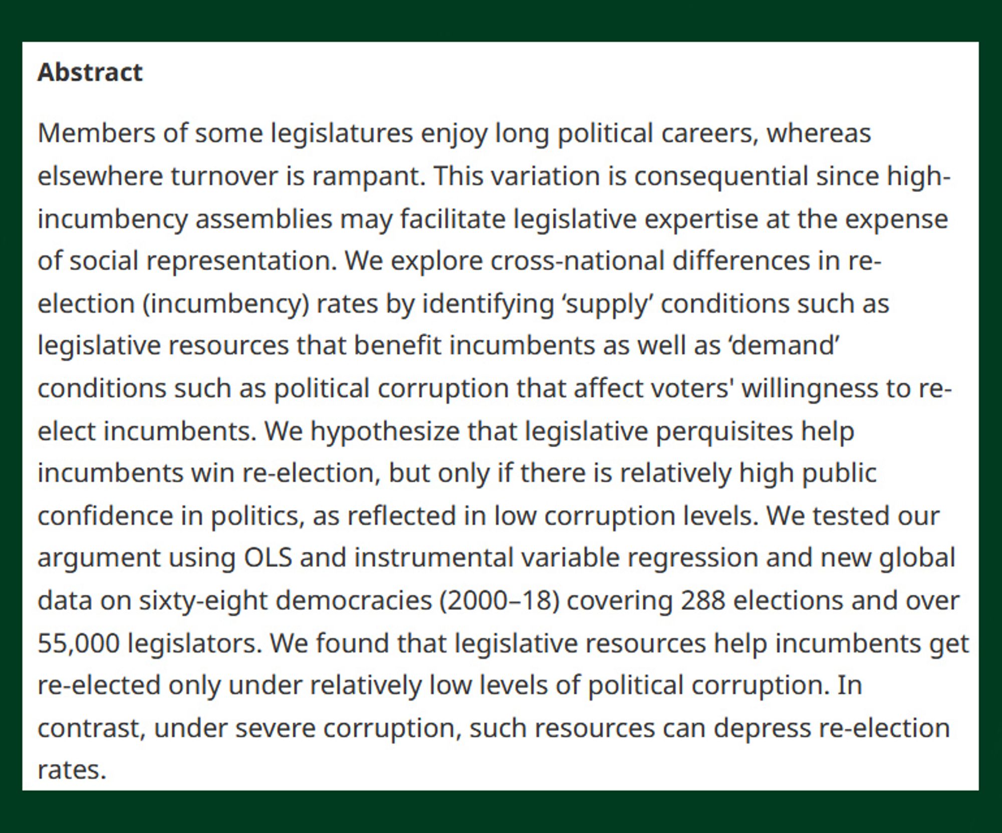 British Journal of Political Science Martin, McClean & Strøm abstract graphic