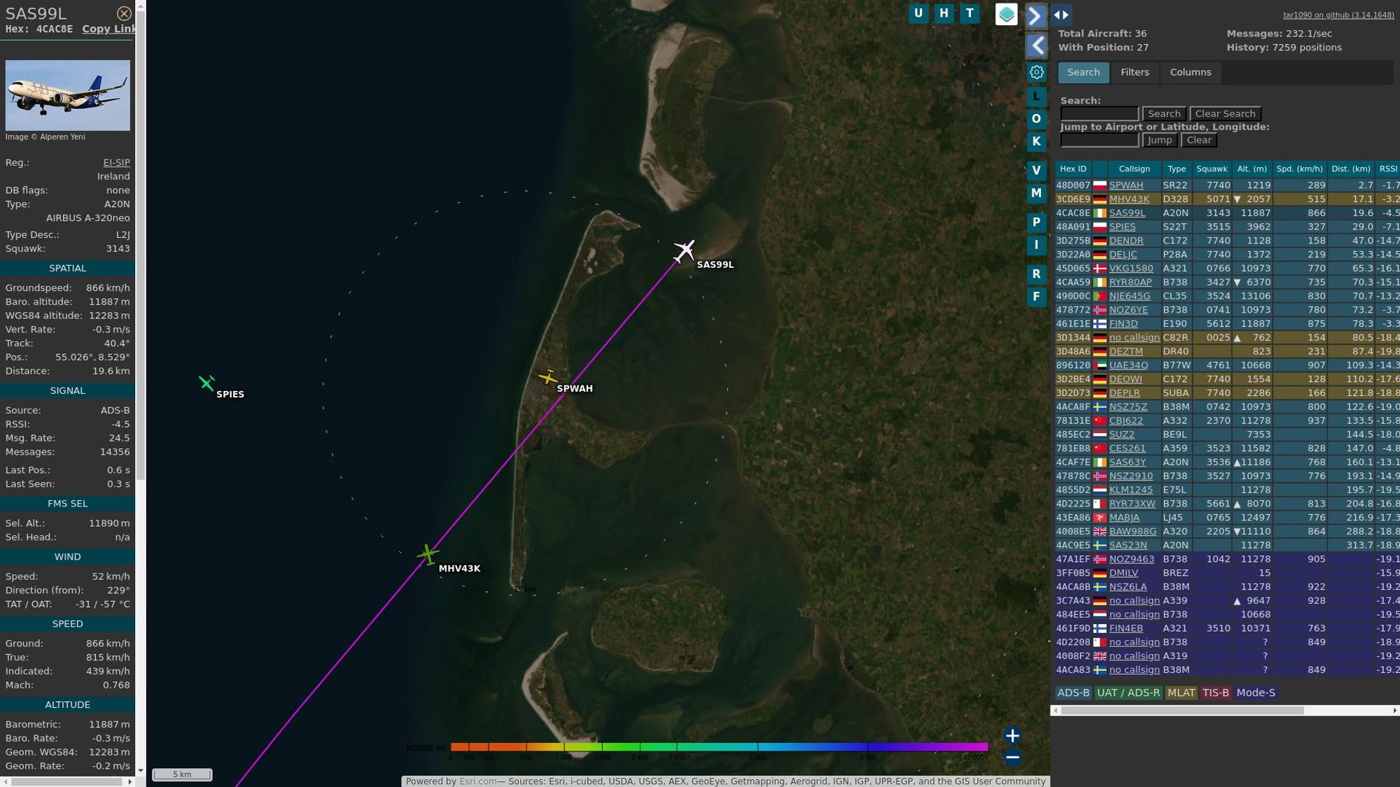 Map image with captured plane.