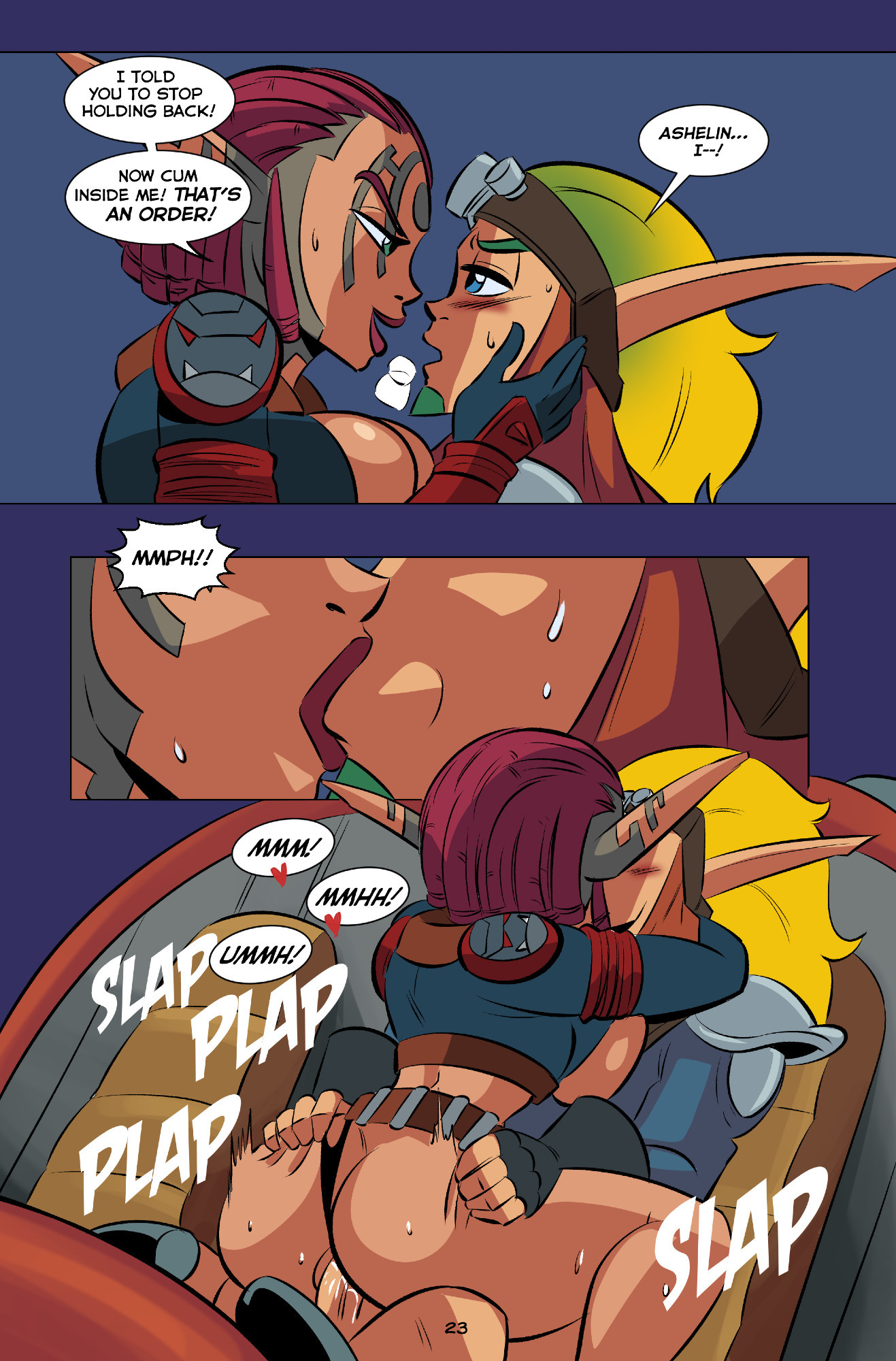 Page 23 of my adult comic "Jak & Ashelin: Stakeout" (Jak & Daxter).