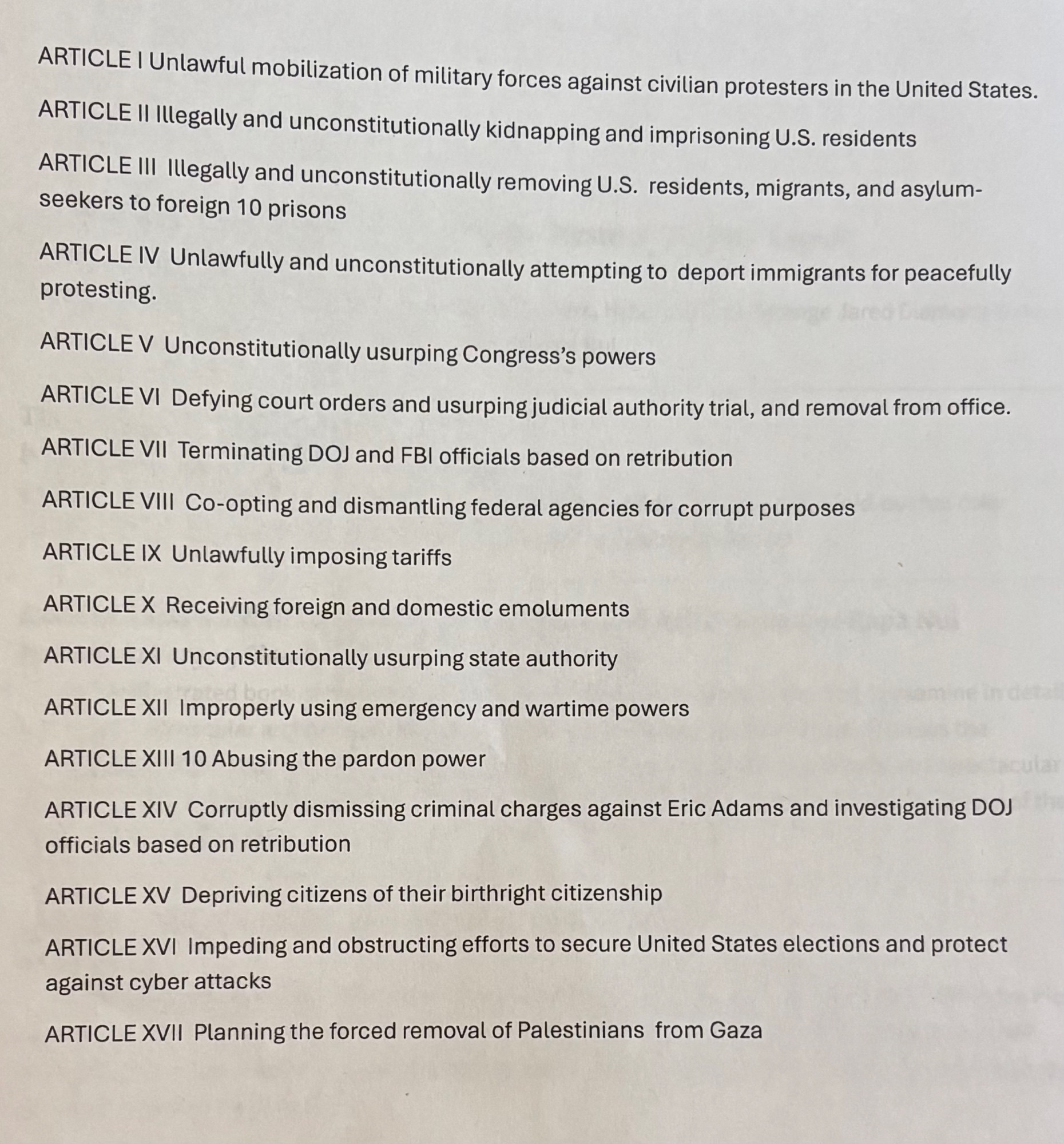 Impeachable offenses

SO FAR…