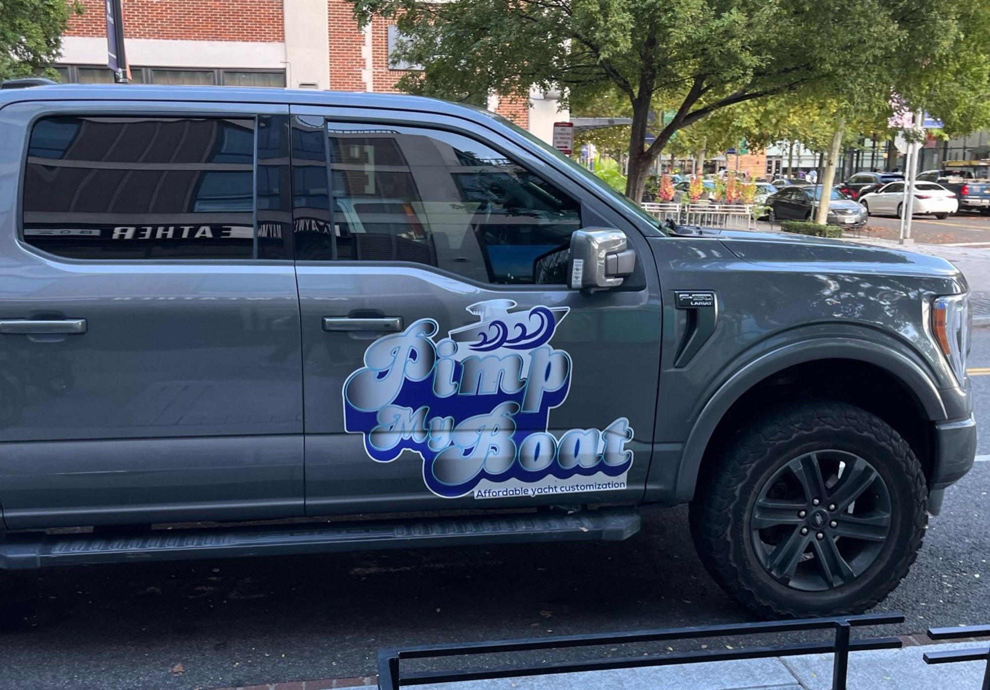 Truck with a wrap for “pimp my boat”