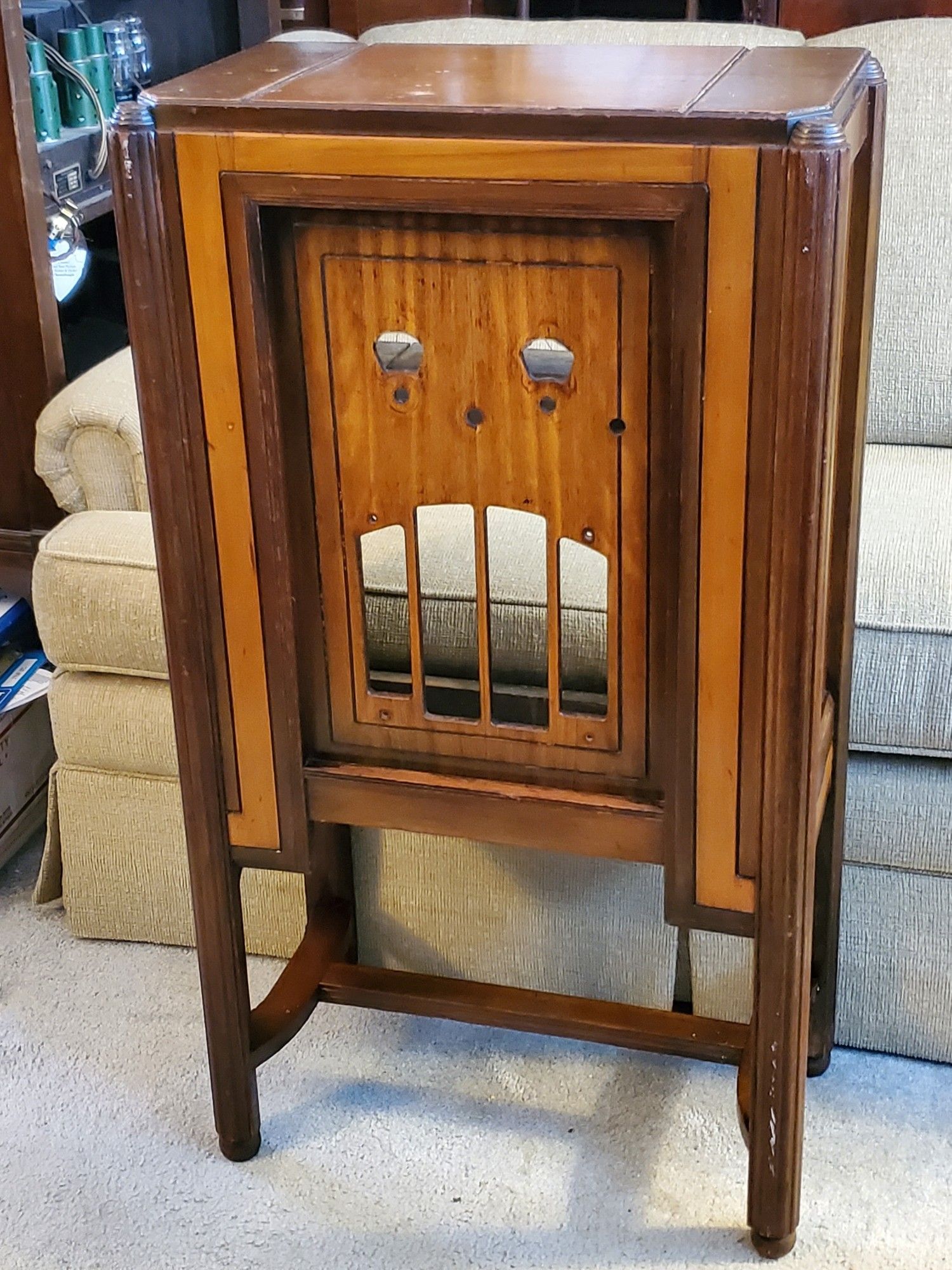 The same 1933 General Electric K-55 radio cabinet taken apart and cleaned.