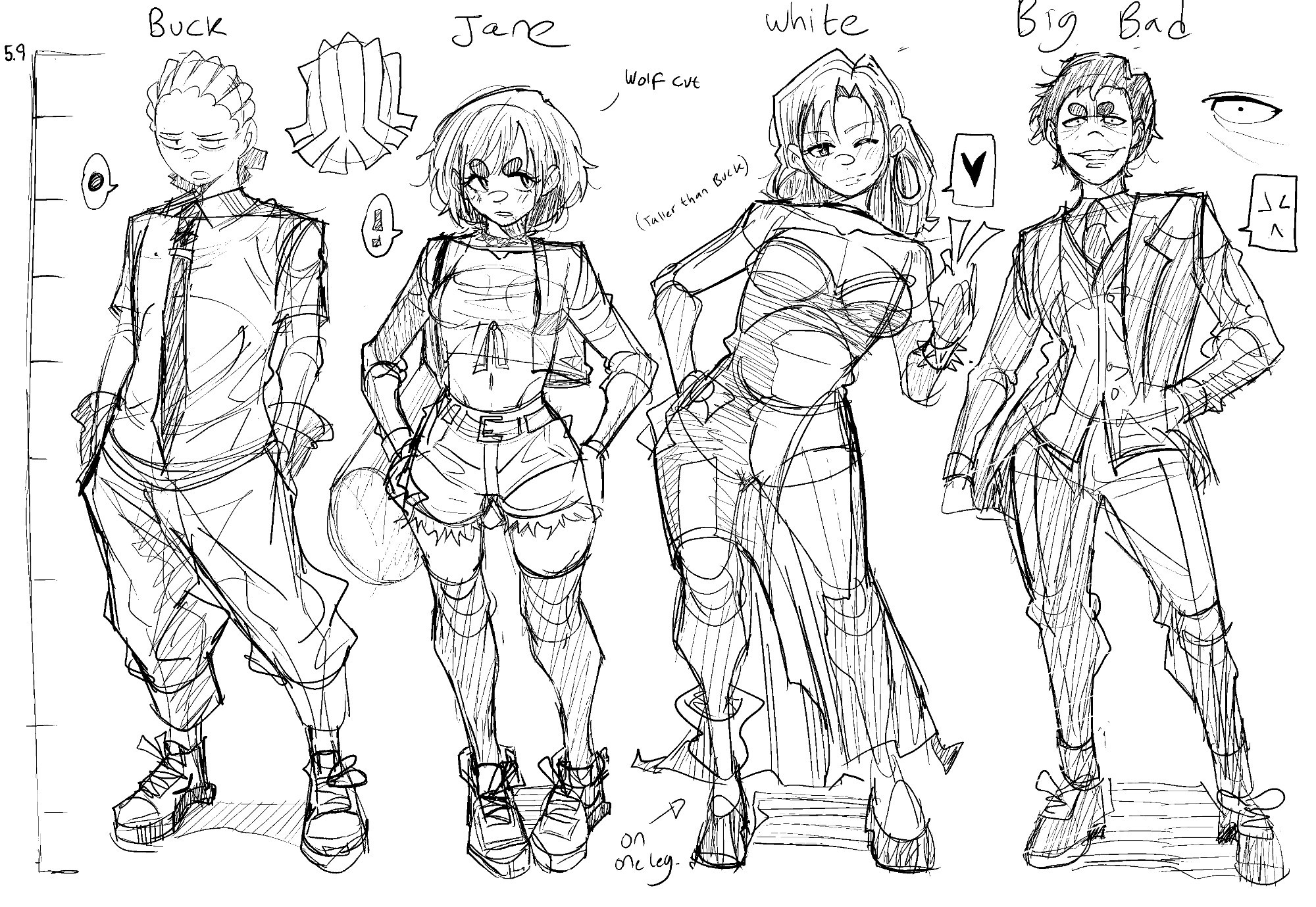 Quick sketches of characters for the oneshot I'm submitting to Viz!