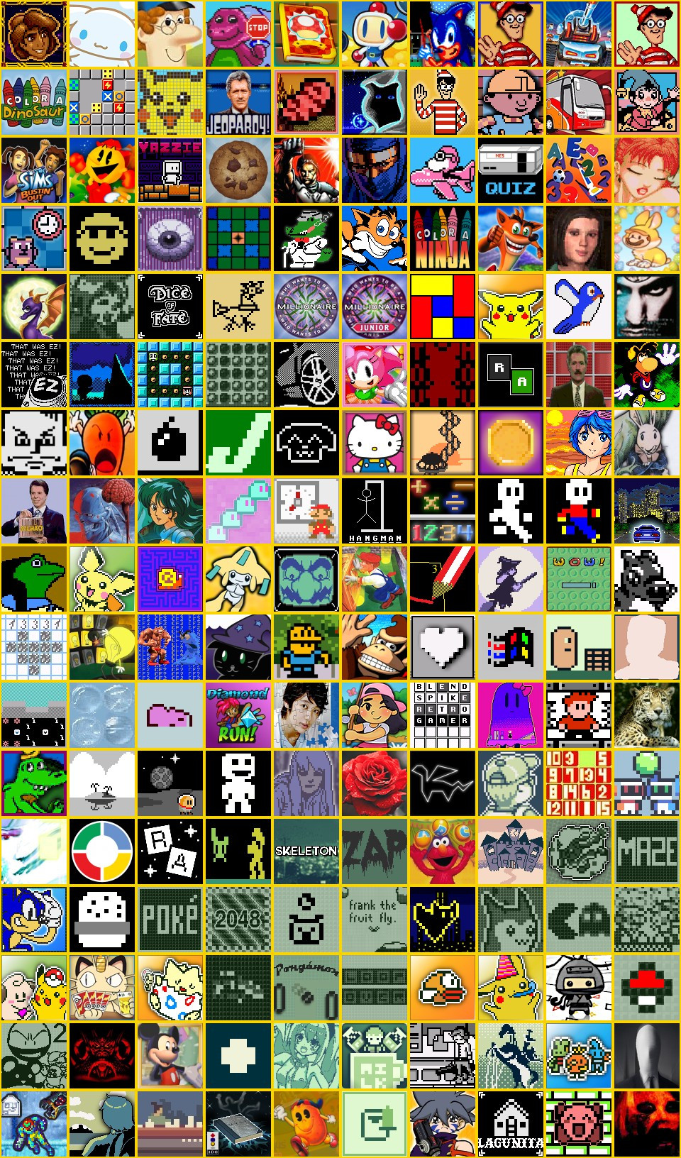 A 10x17 grid of 170 badges for the 170 games that I have mastered as part of Peak Streak.