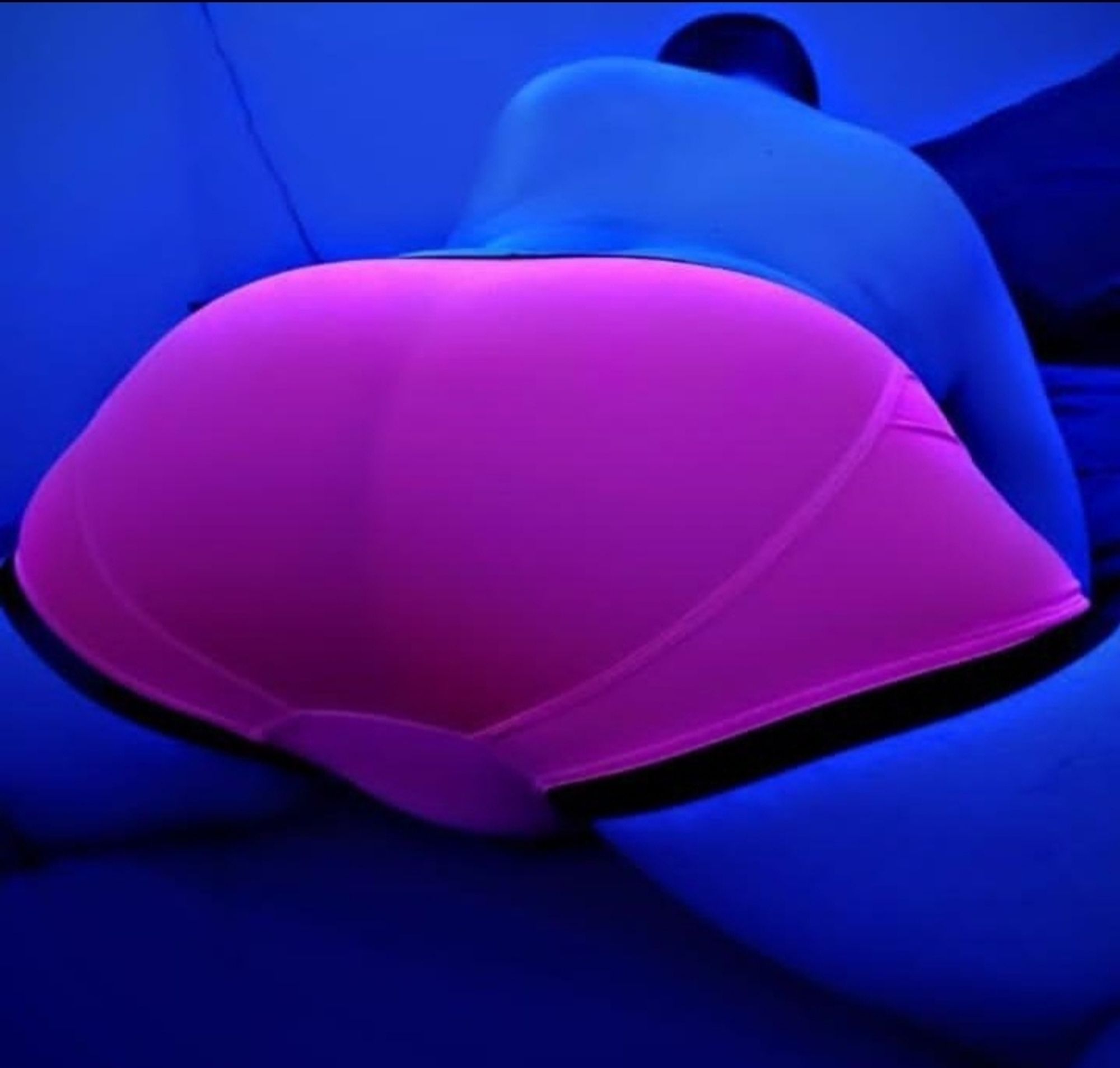 Me in undies fluorescent under blue light