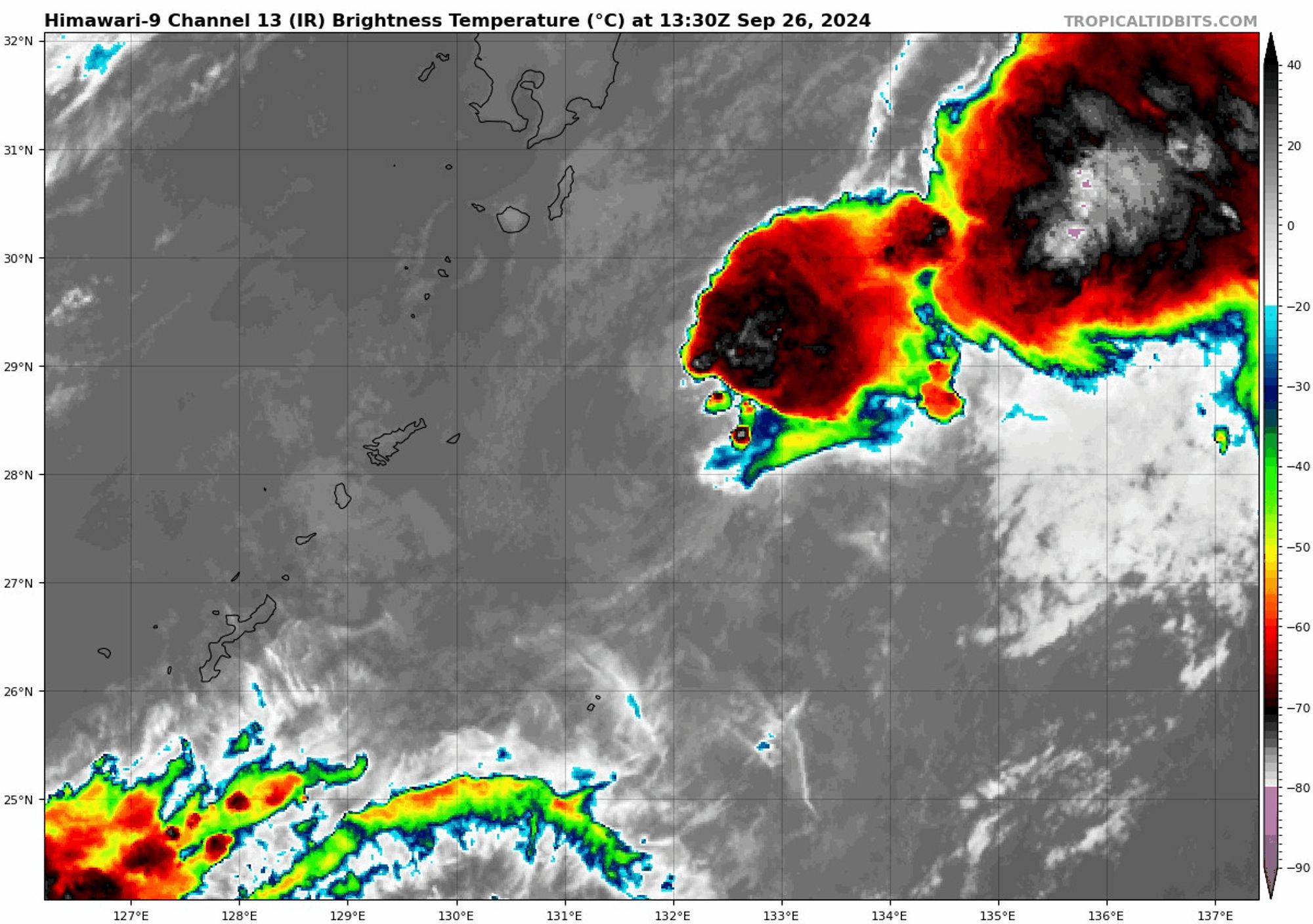 JTWC projects Cimaron to dissipate in the next day or so. It has struggled to develop since it showed up as a disturbance a few days ago, and doesn’t have much life left. (Gif created with Tropical Tidbits)