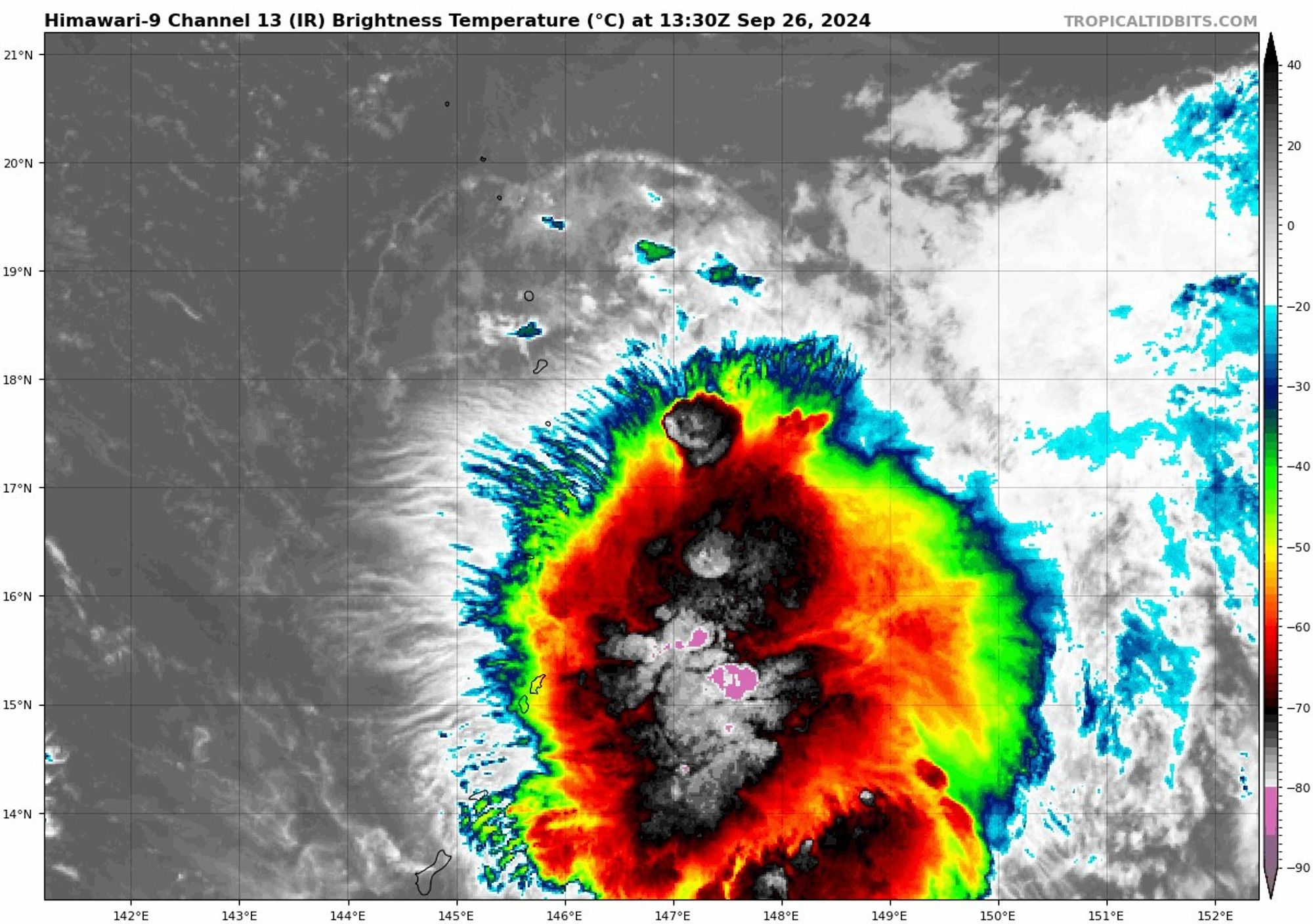 Tropical Depression 19W has formed about 180 miles east-northeast of Saipan and is projected to strengthen into a tropical storm as it moves north of the Marianas Islands. (Gif created with Tropical Tidbits)