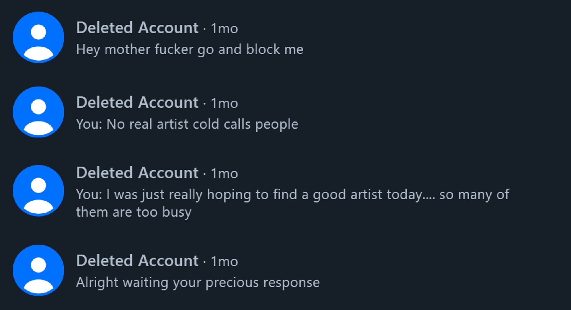 Deleted accounts from more Scammers.