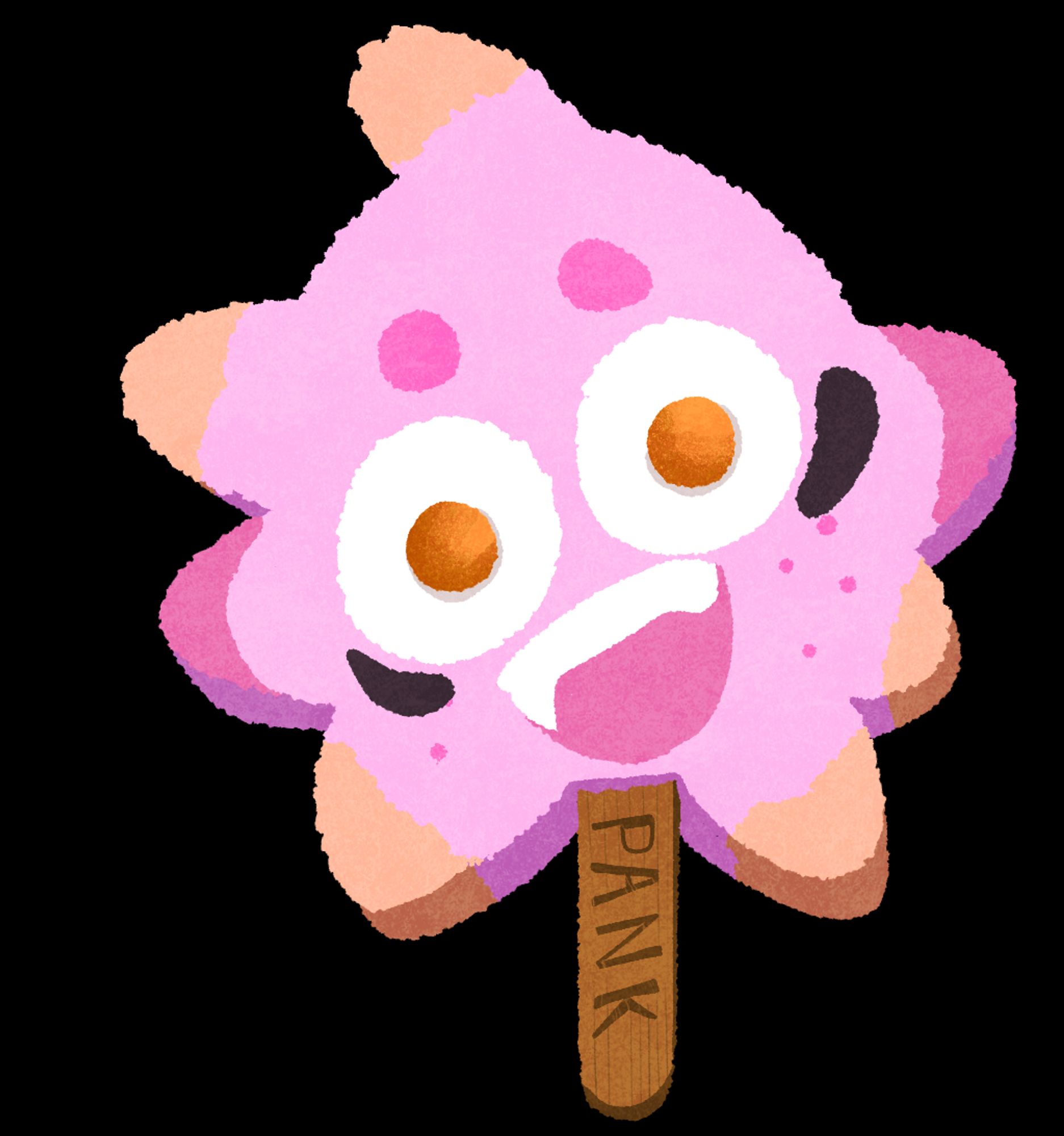 A Pink Ice Cream on a stick, it looks like a Pink Squid Person.