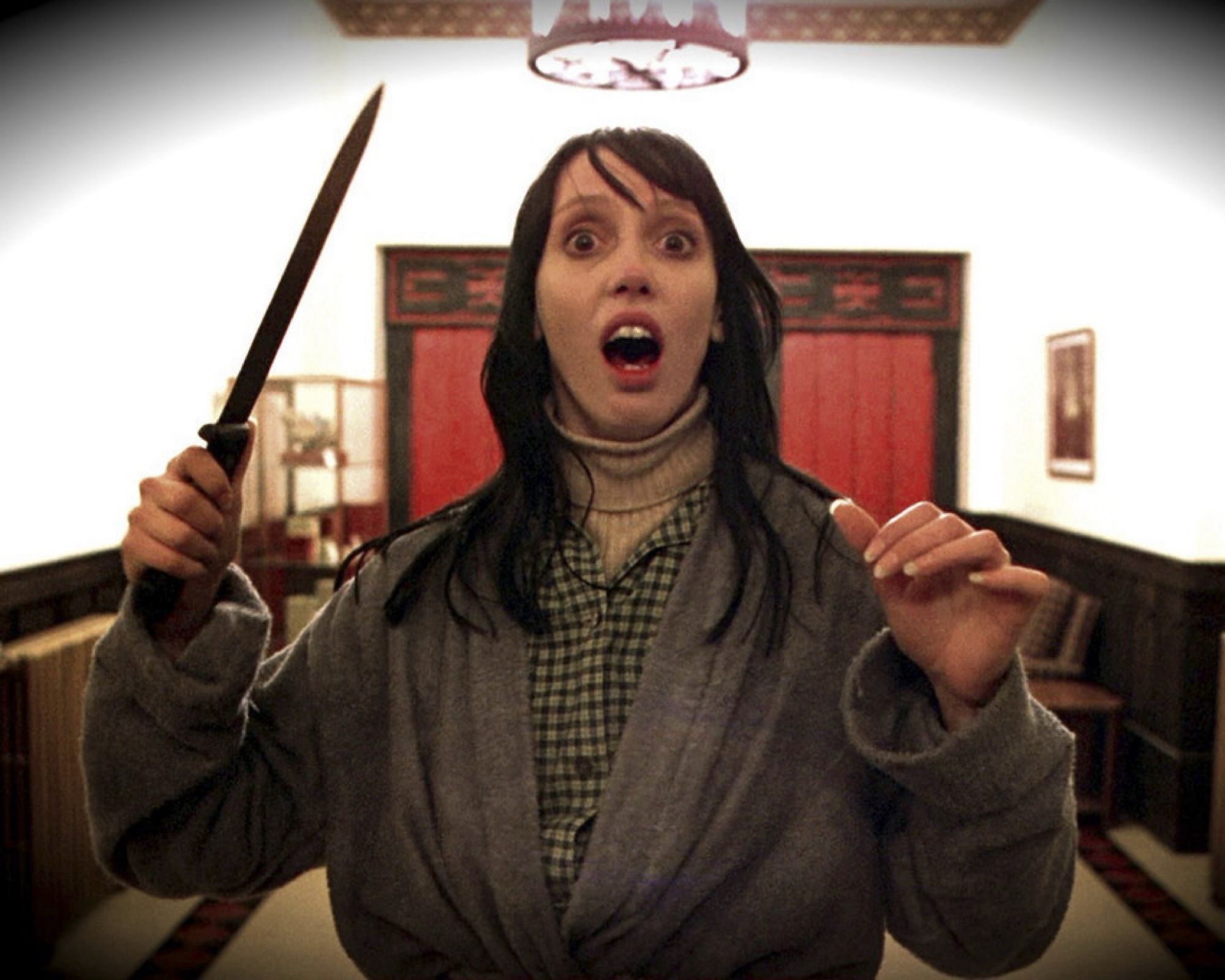 Shelley Duvall looking heartwrenchingly scared in Kubricks The Shining.