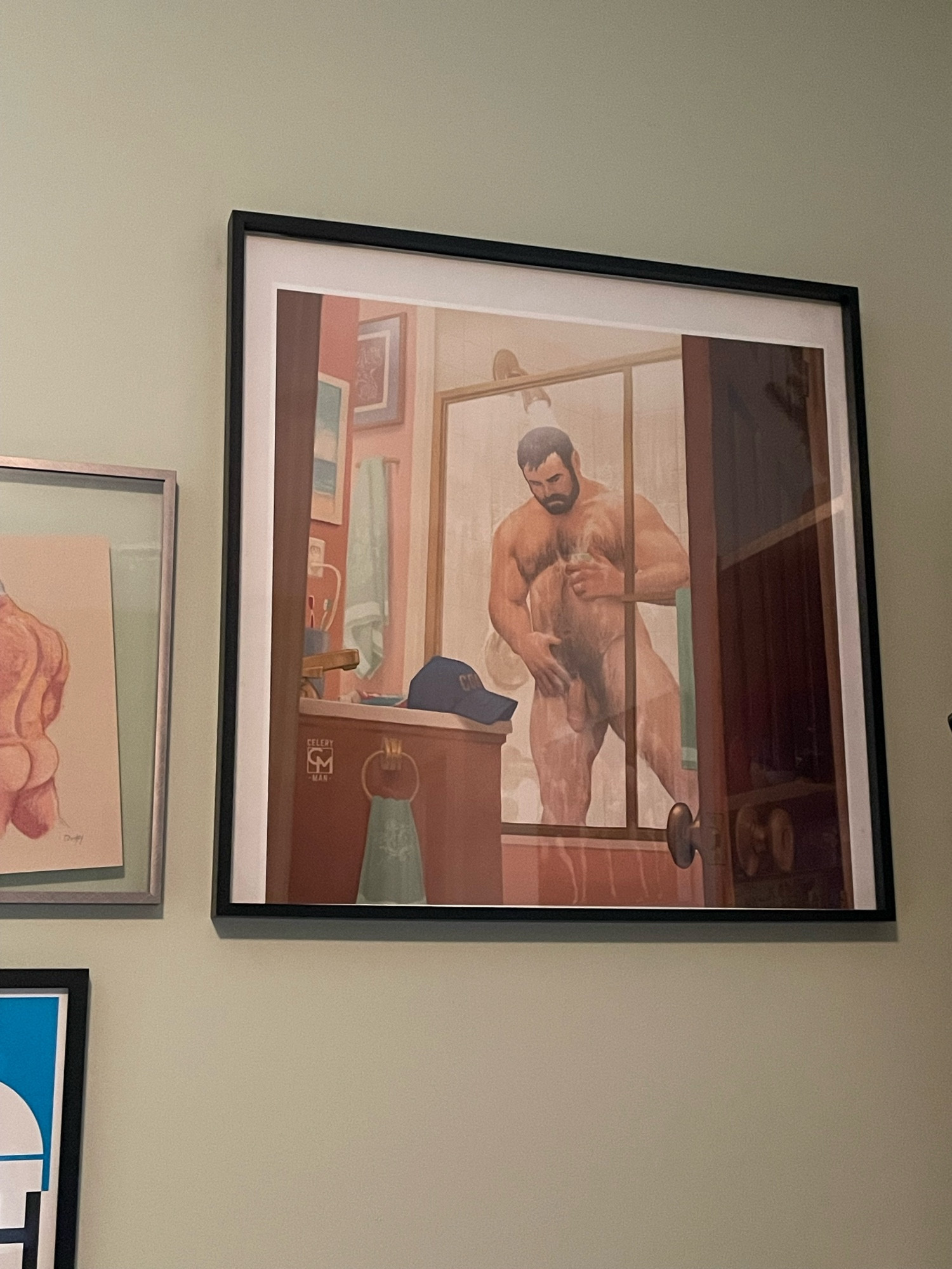 A large framed version of the art