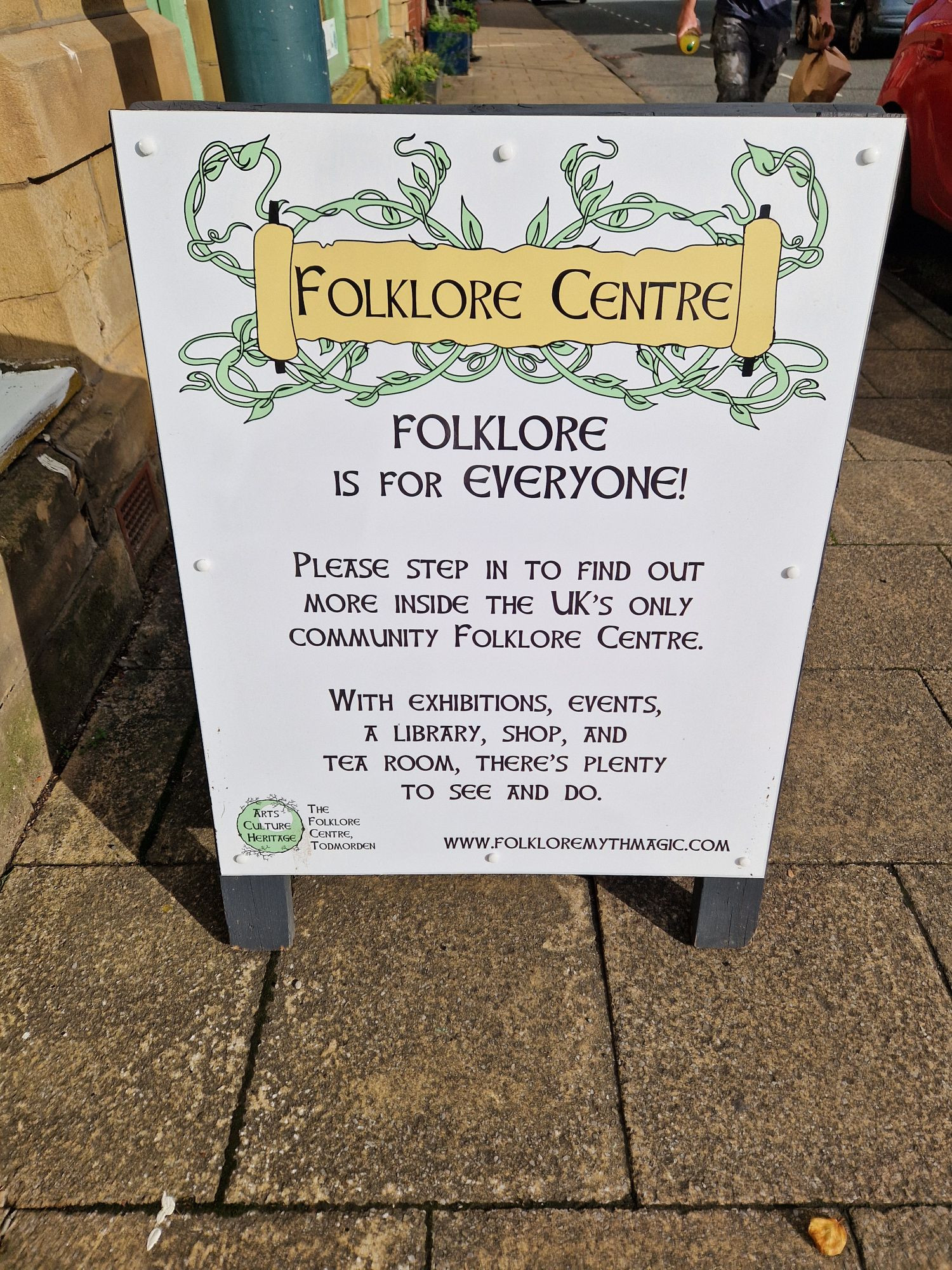 A sign for the Folklore Centre. 